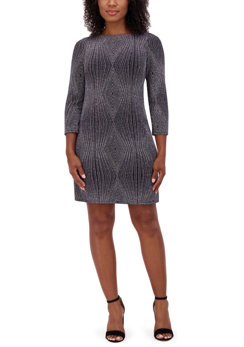 Womens Glitter Knit Sheath Dress