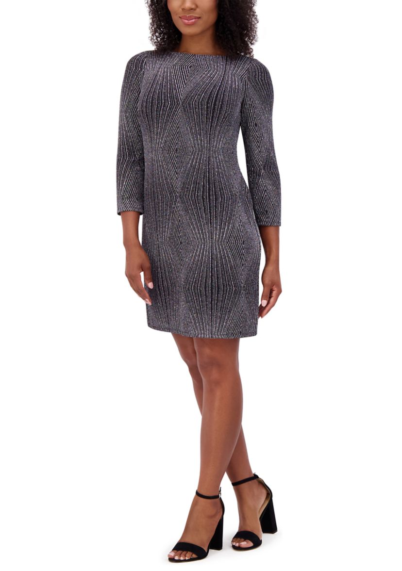 Womens Glitter Knit Sheath Dress