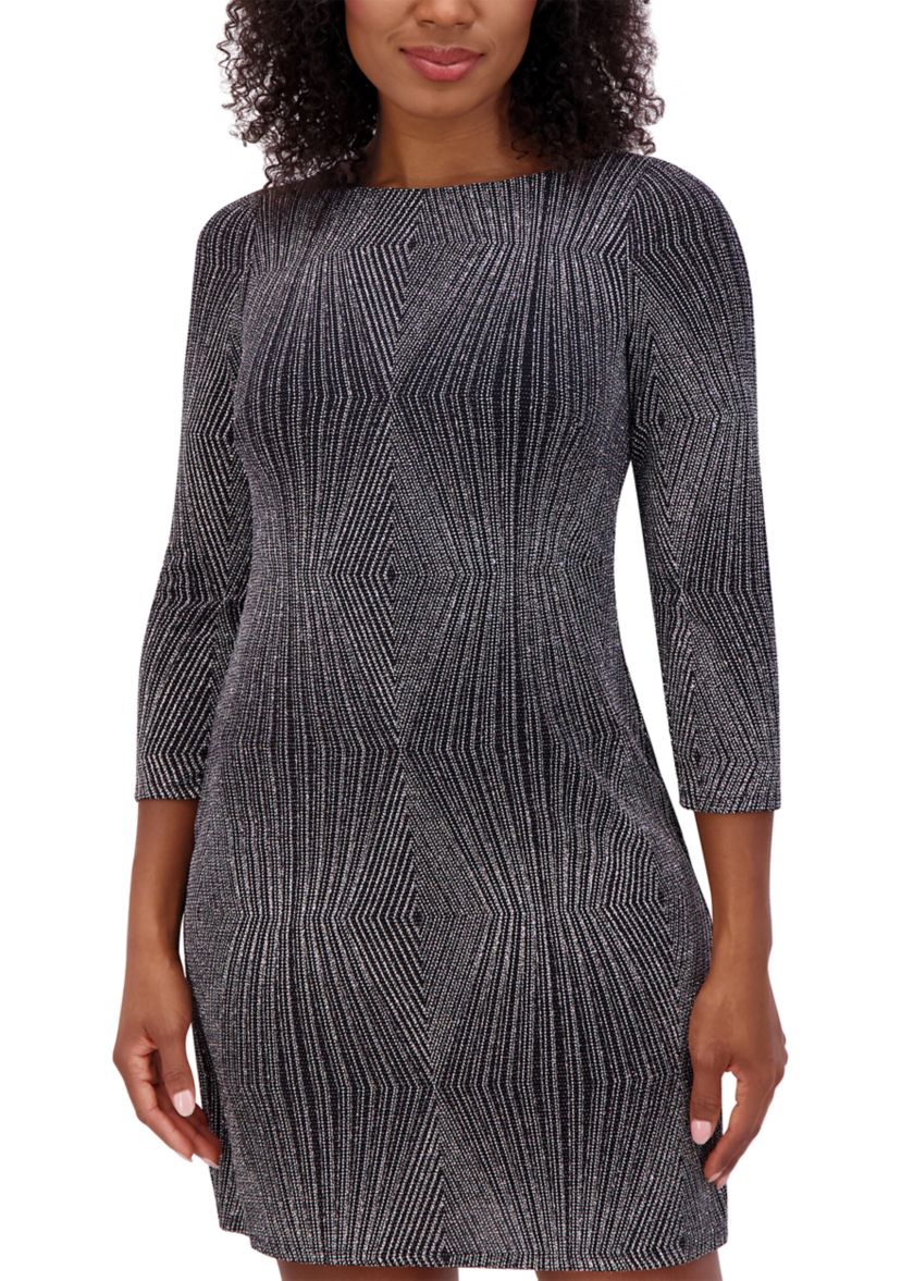 Womens Glitter Knit Sheath Dress