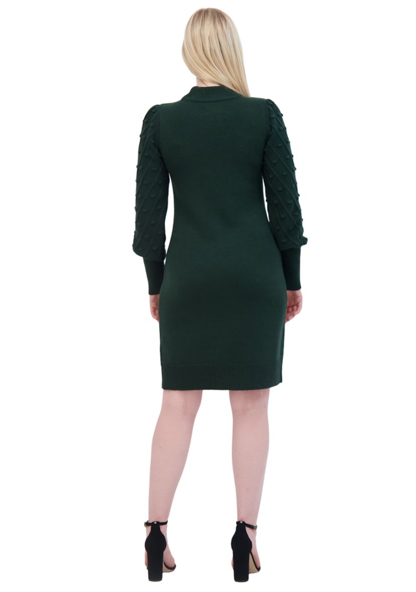 Womens Long Sleeve Mock Neck Solid A-Line Dress