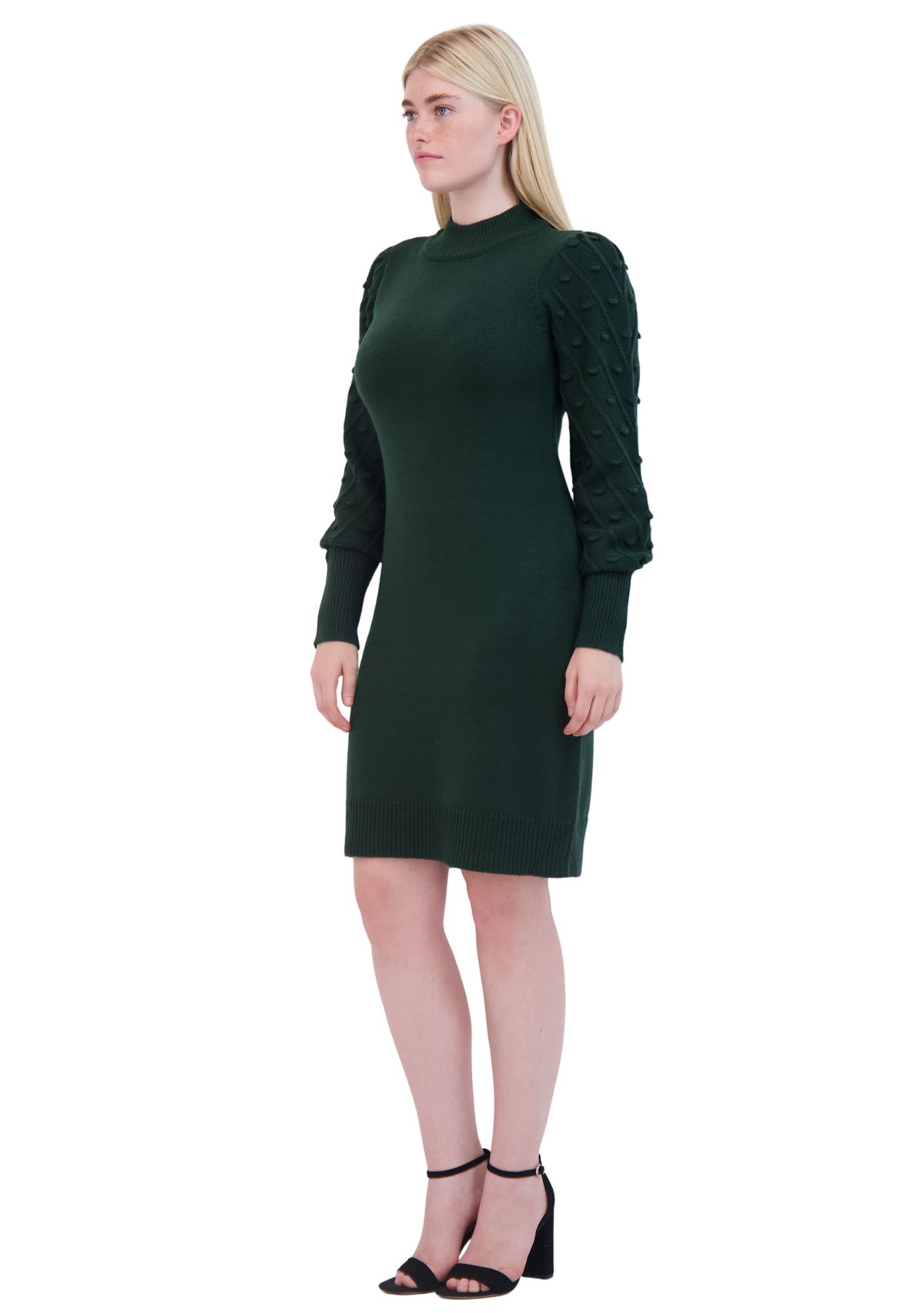 Womens Long Sleeve Mock Neck Solid A-Line Dress