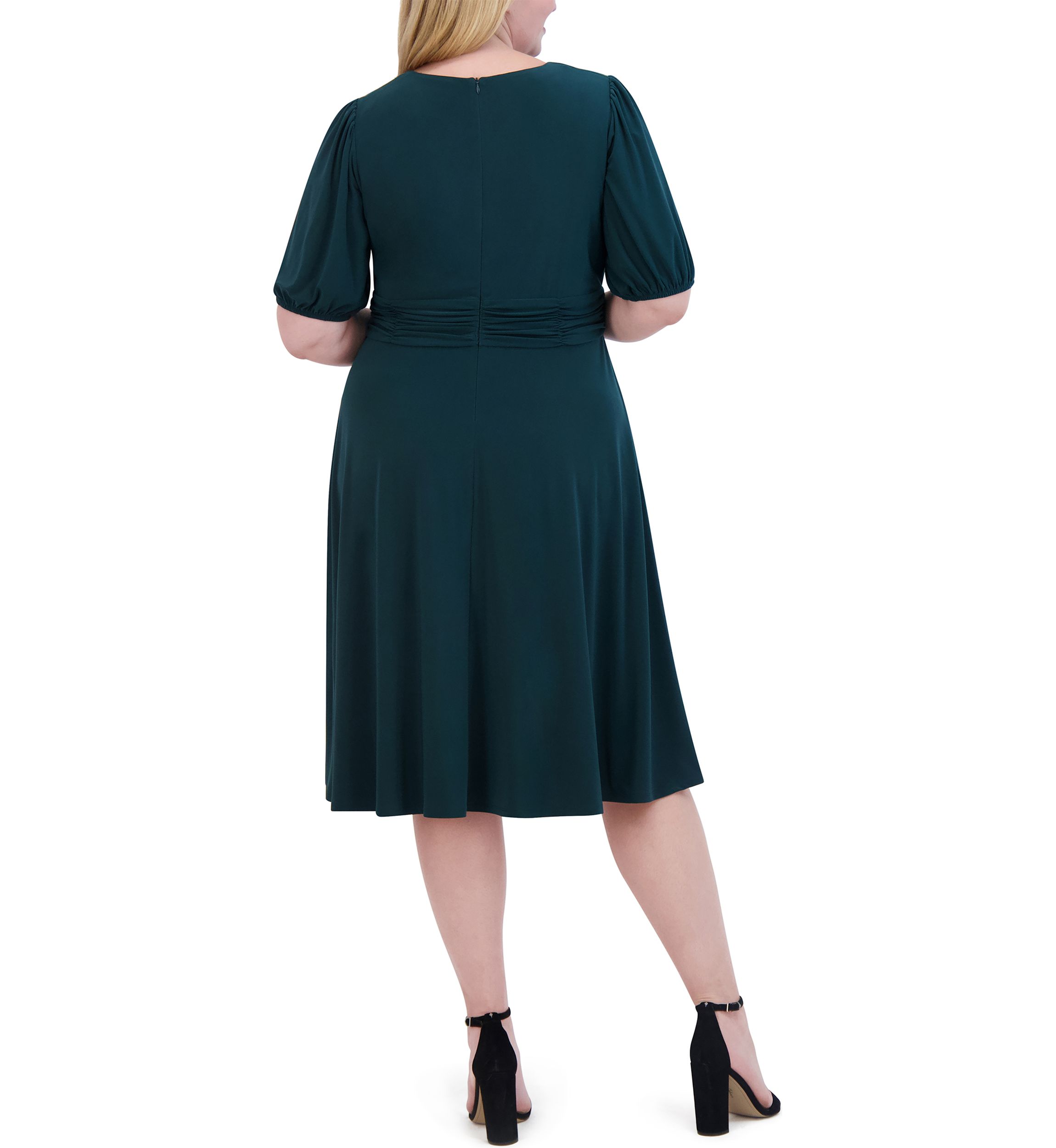 Plus Size Keyhole Solid Belted Dress