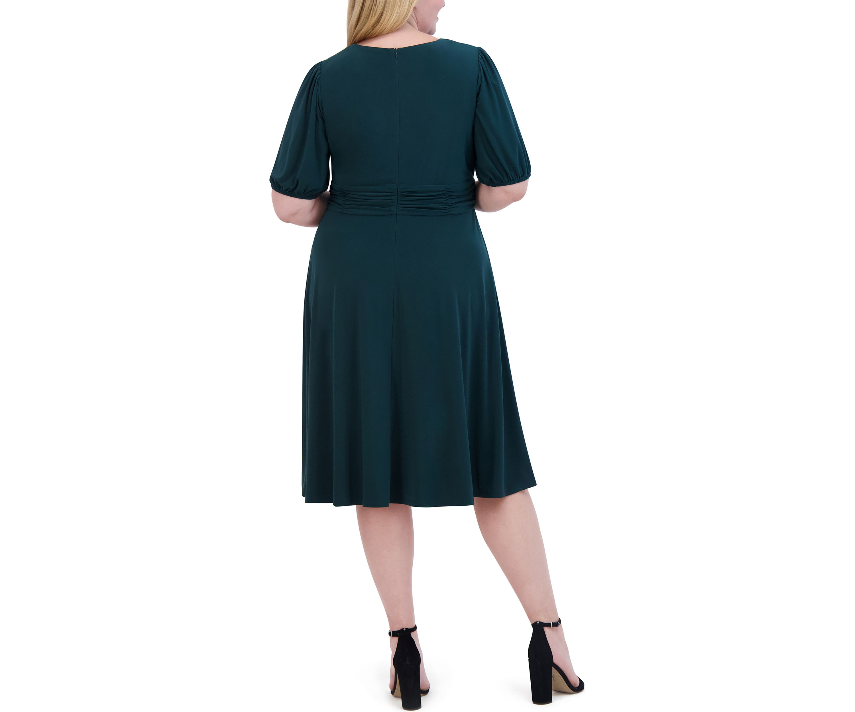 Plus Size Keyhole Solid Belted Dress