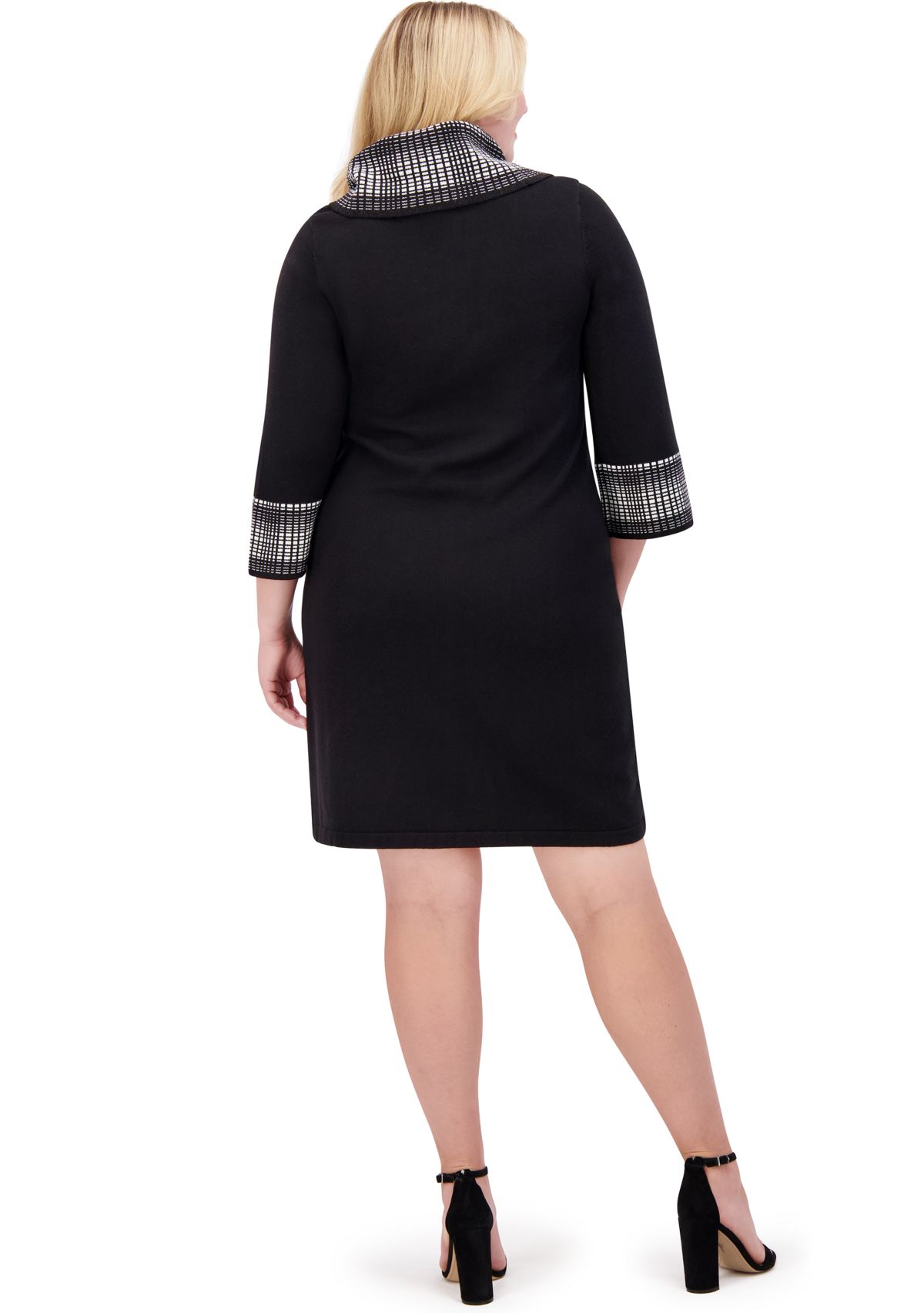 Plus Size Turtleneck Sweater Knit A-Line Dress