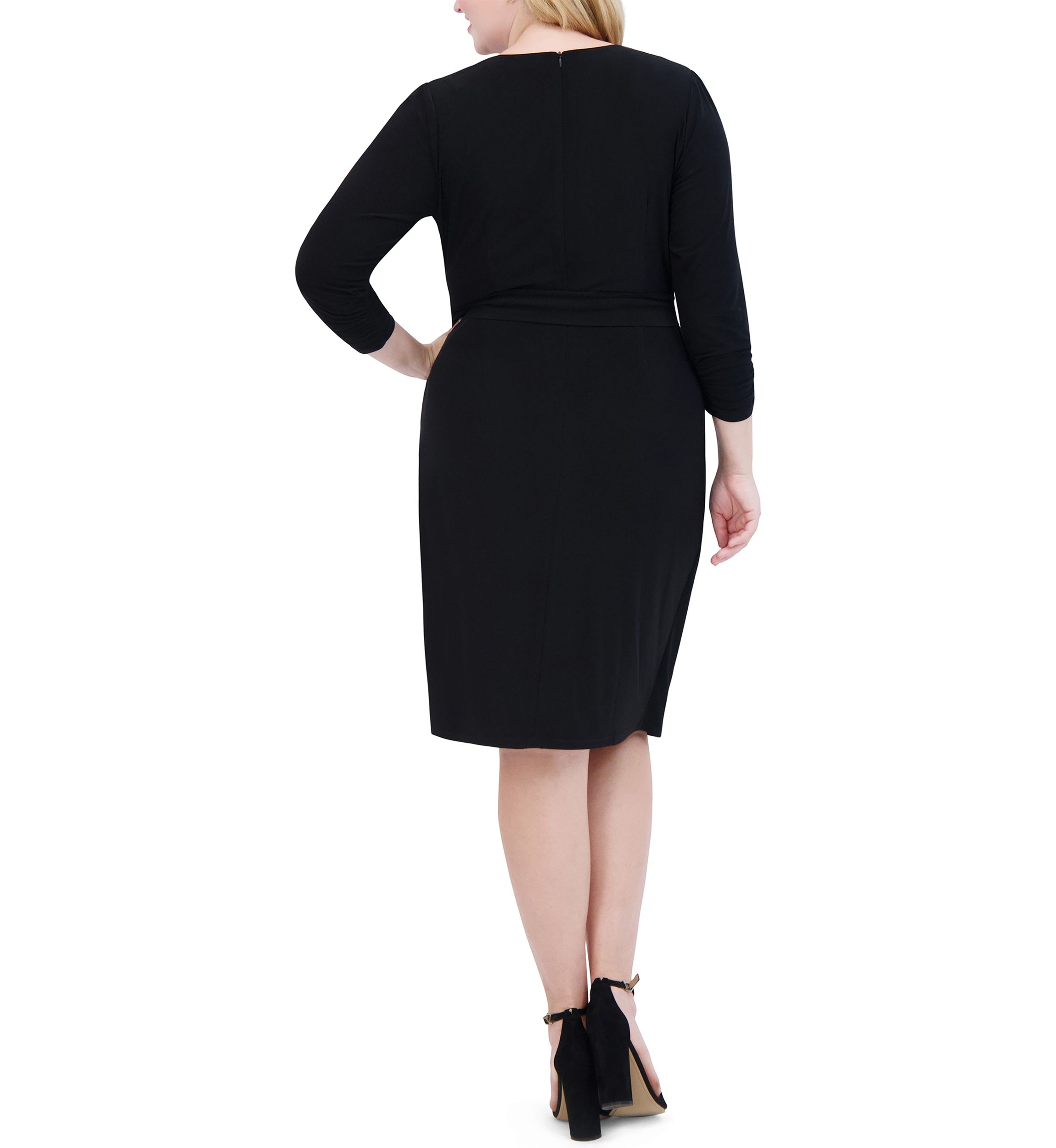 Plus Size Solid Wrap Sheath Dress