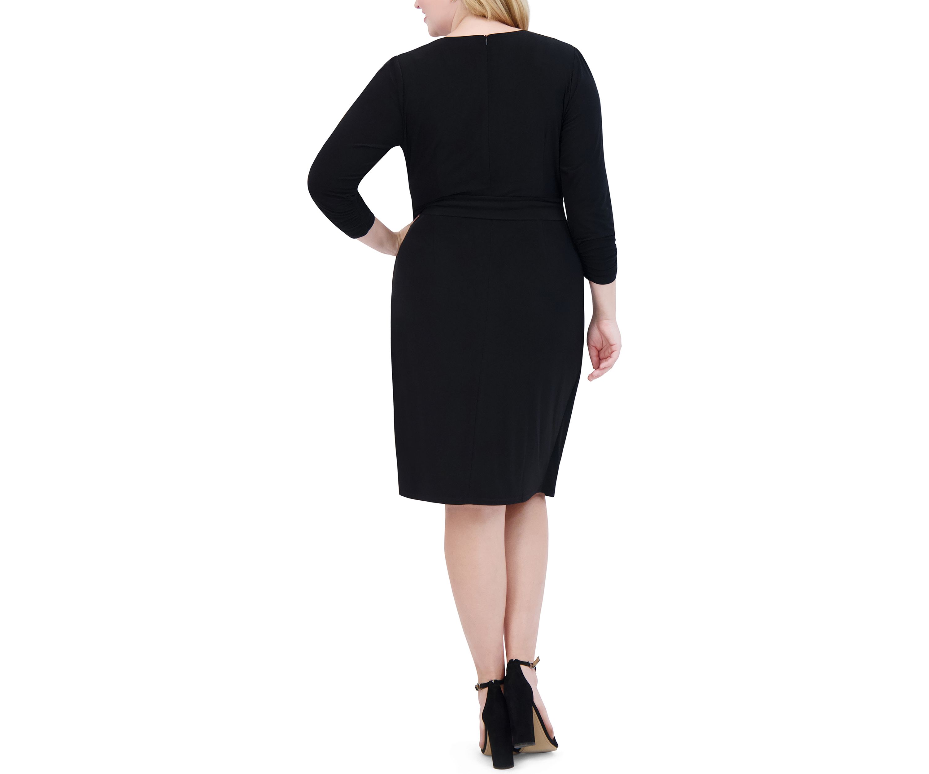 Plus Size Solid Wrap Sheath Dress