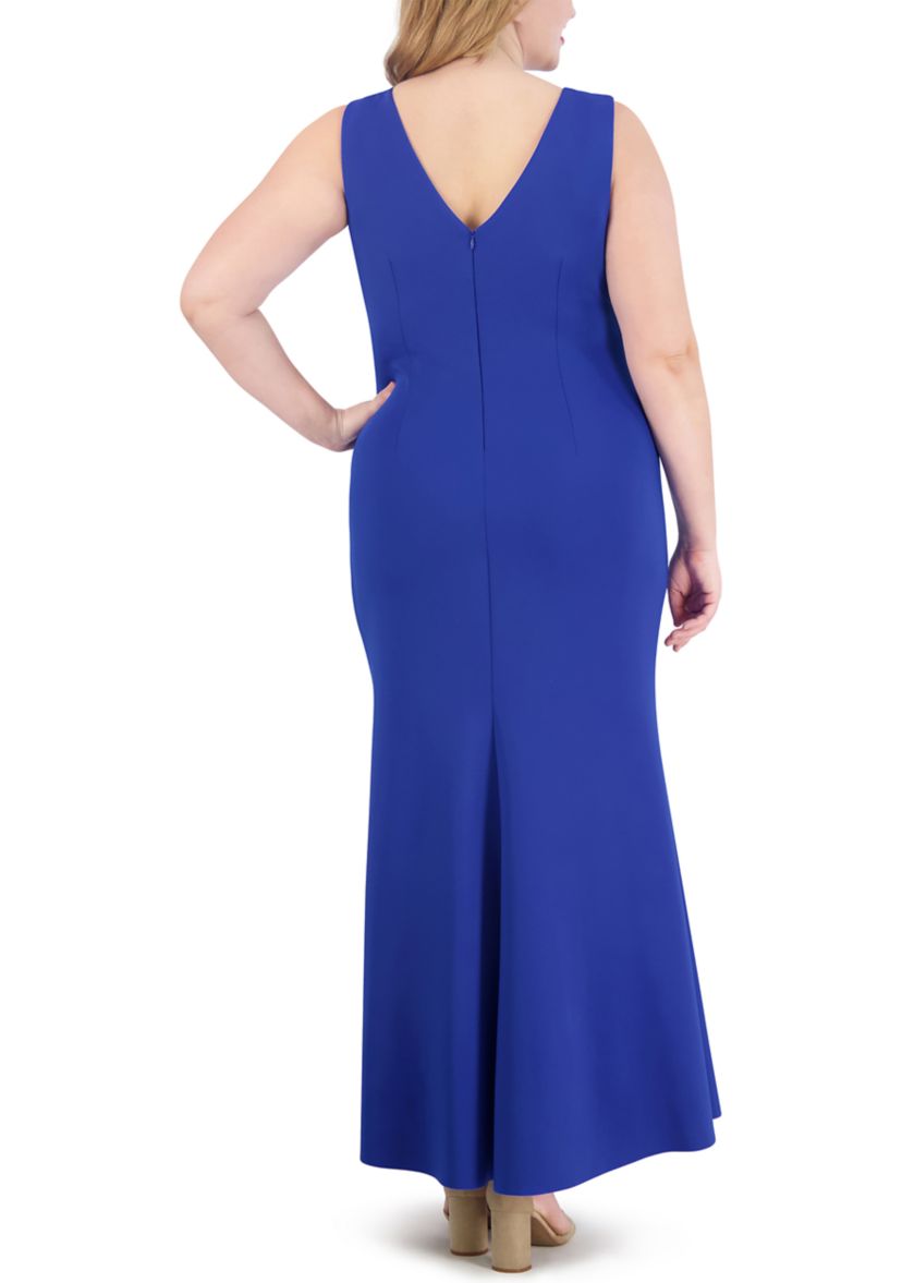 Plus Size Sleeveless Side Tie Solid Gown