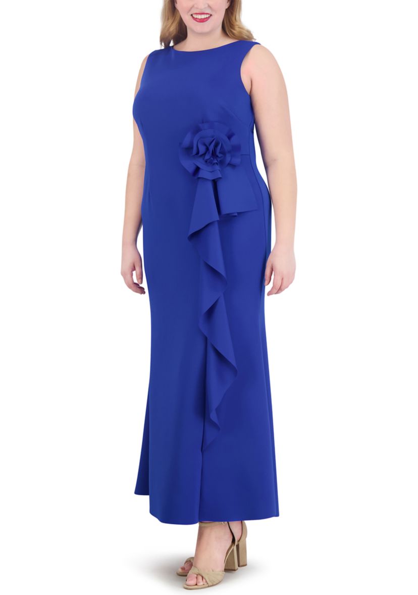 Plus Size Sleeveless Side Tie Solid Gown