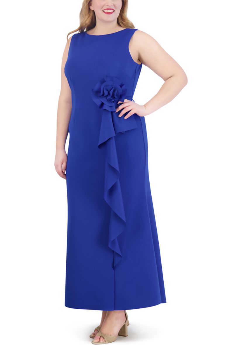 Plus Size Sleeveless Side Tie Solid Gown