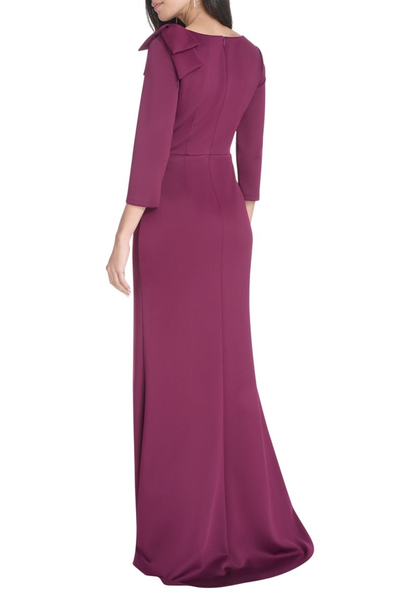 Womens Asymmetrical Neck Solid Scuba Slim Dress