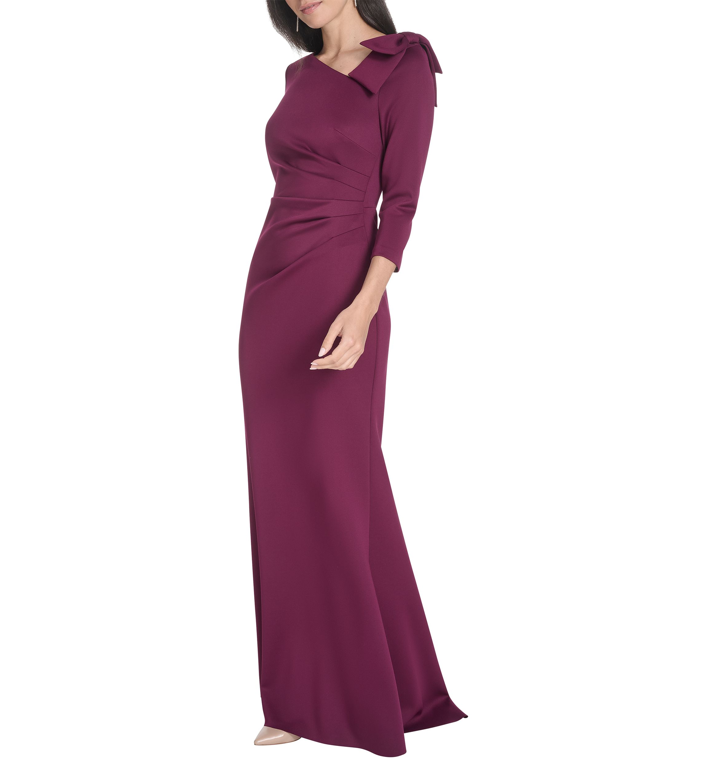 Womens Asymmetrical Neck Solid Scuba Slim Dress