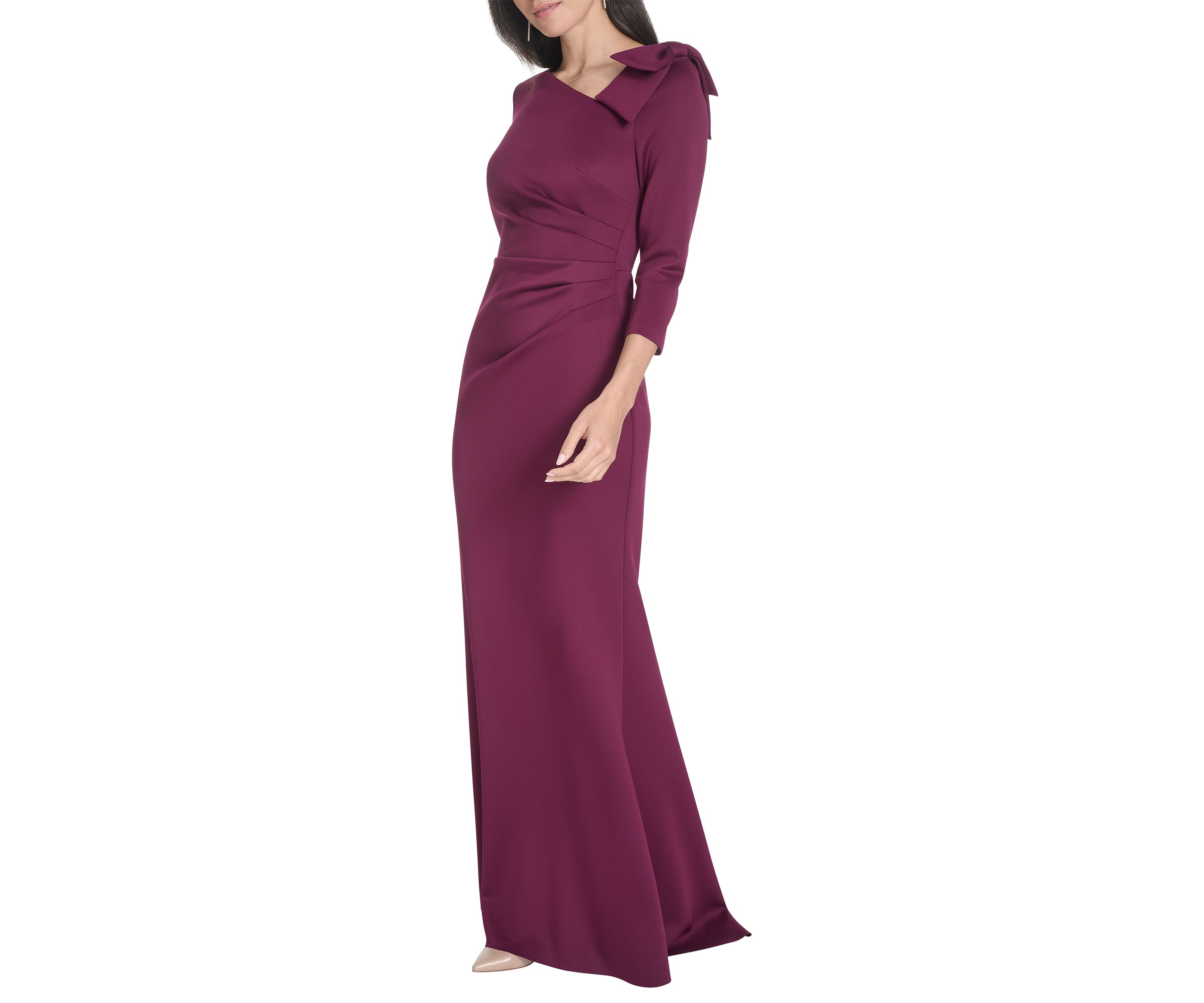 Womens Asymmetrical Neck Solid Scuba Slim Dress
