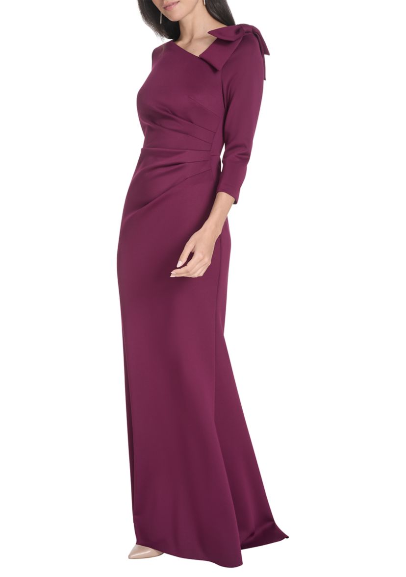 Womens Asymmetrical Neck Solid Scuba Slim Dress