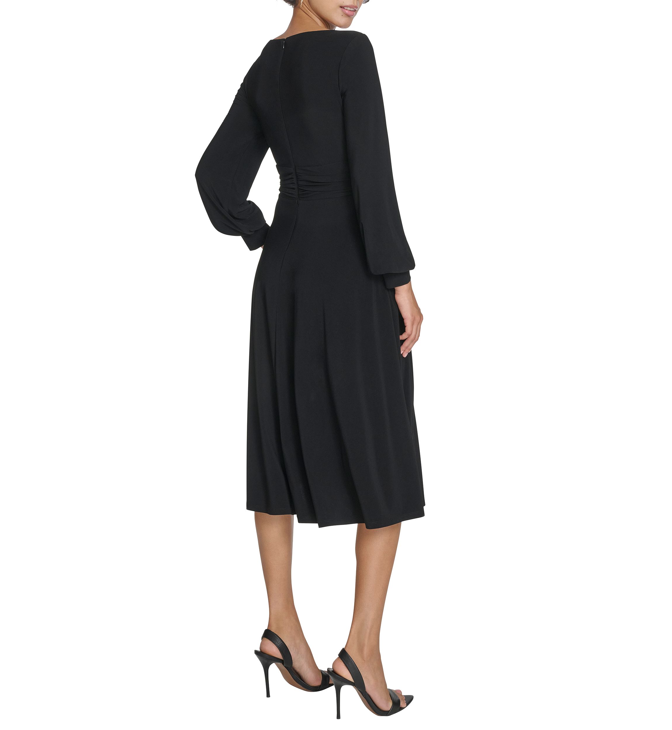 Womens Boat Neck Solid A-Line Dress