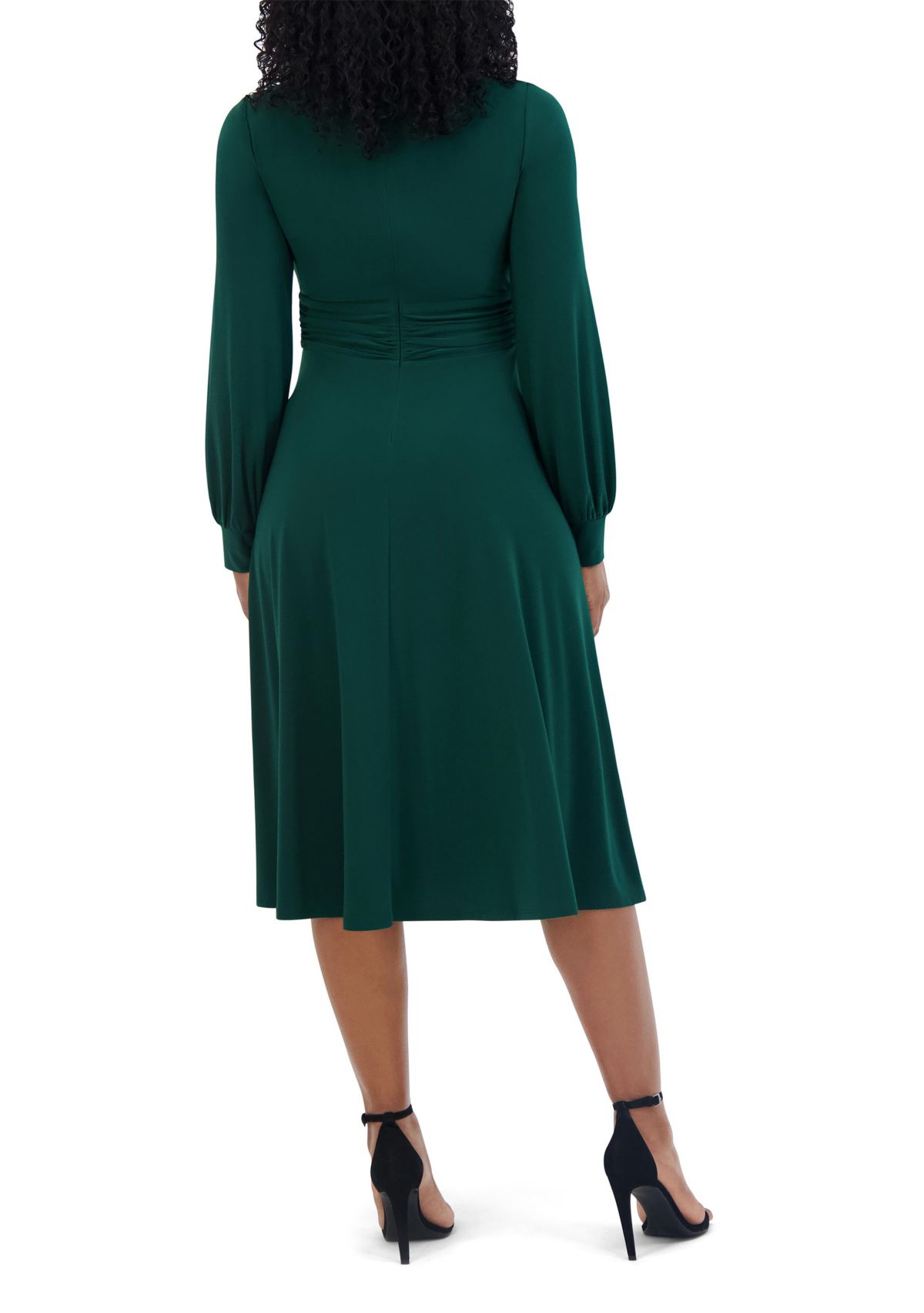 Womens Boat Neck Solid A-Line Dress