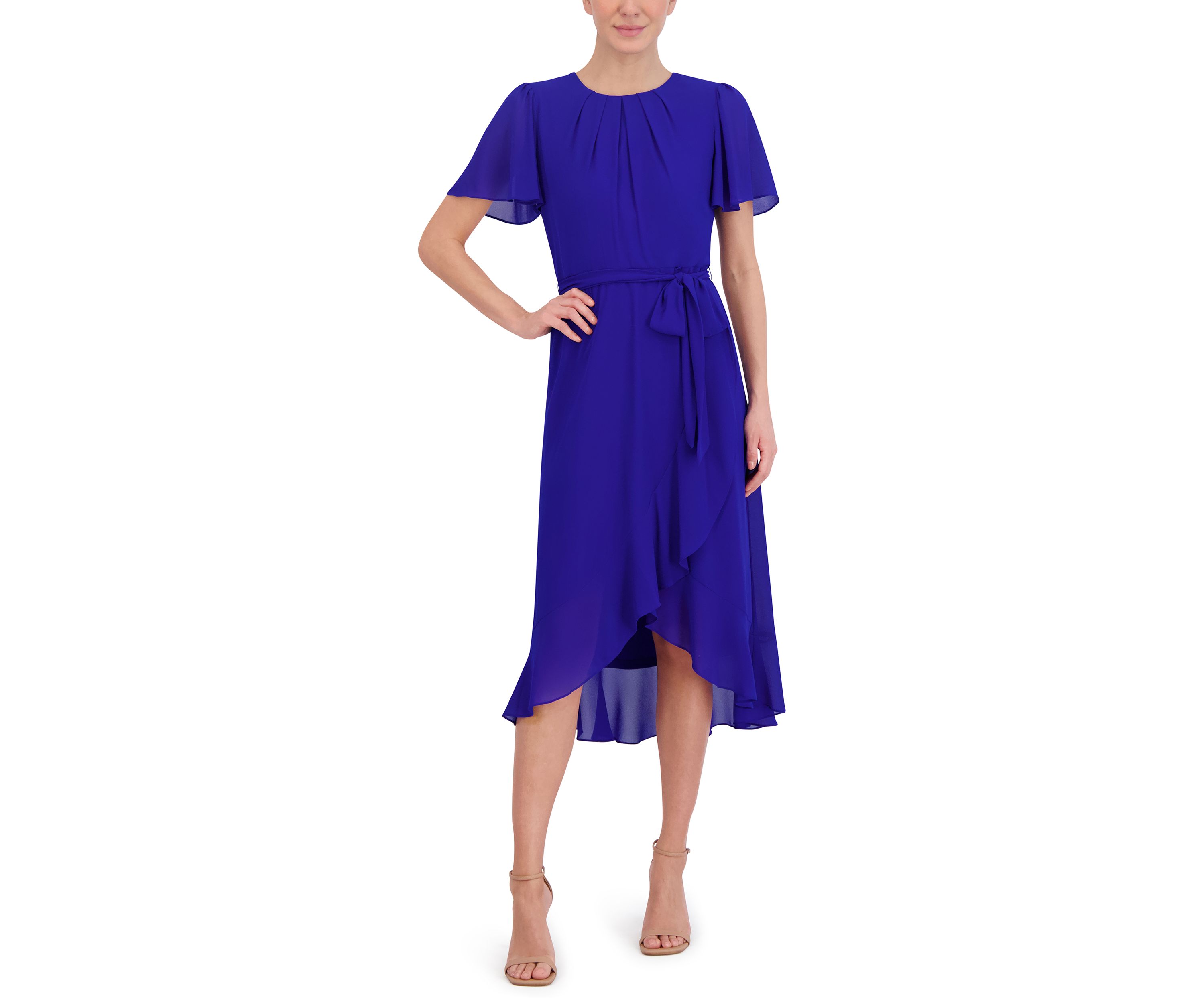 Womens Solid Chiffon A-Line Dress