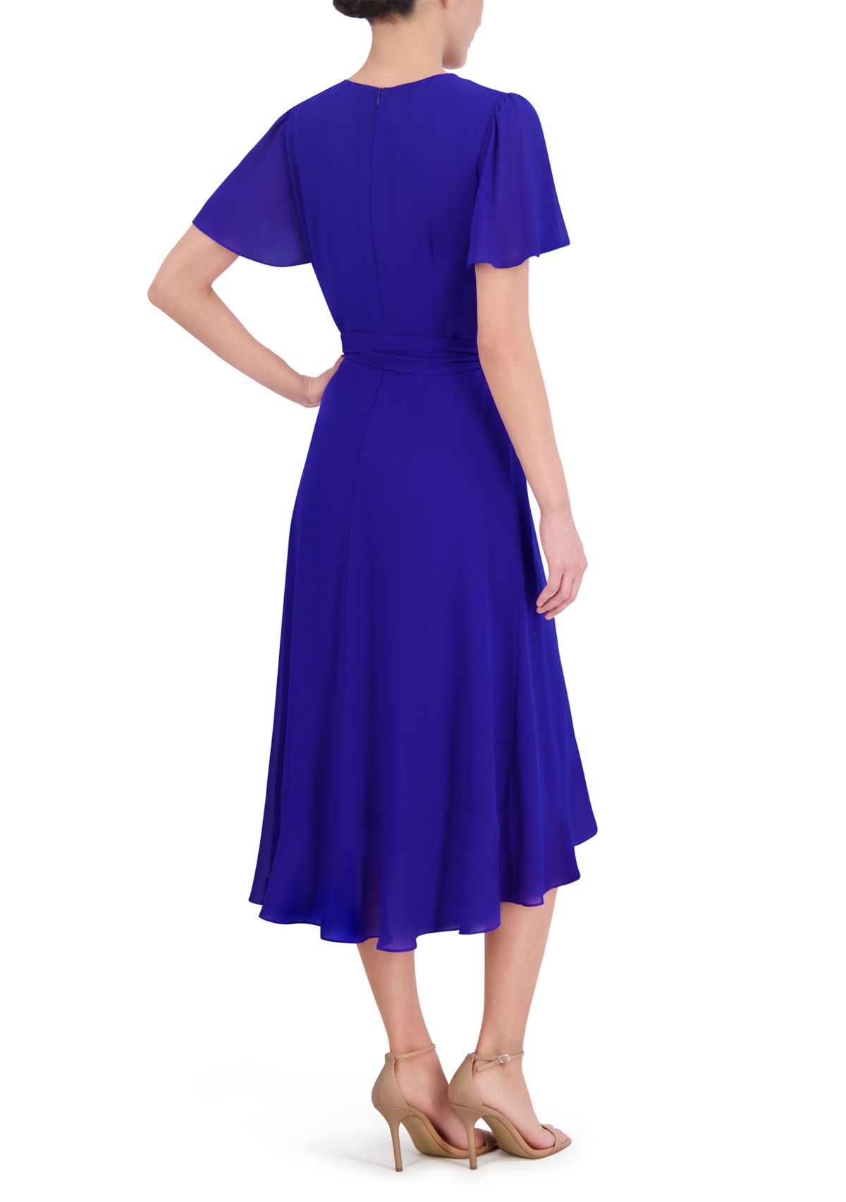 Womens Solid Chiffon A-Line Dress