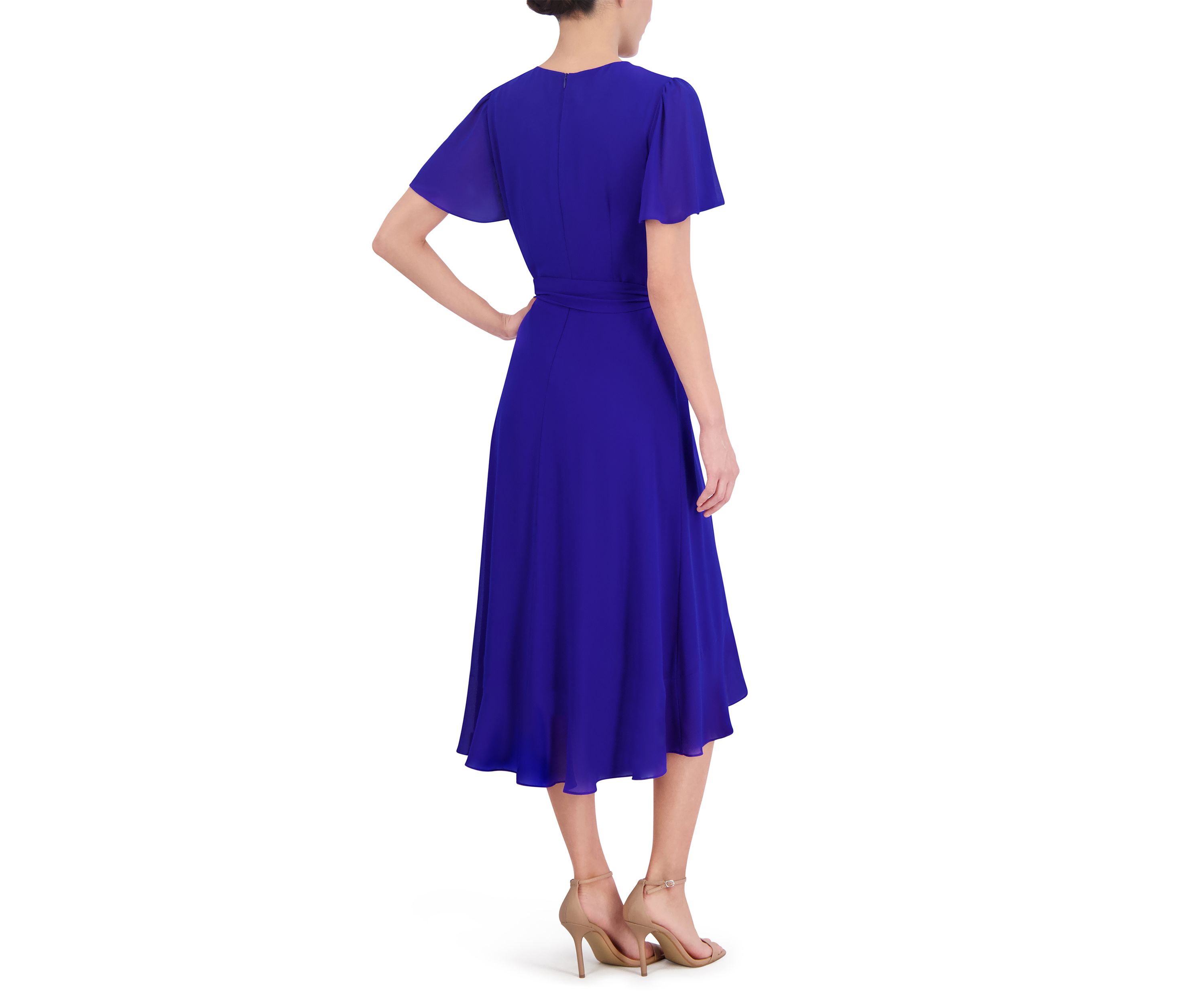 Womens Solid Chiffon A-Line Dress