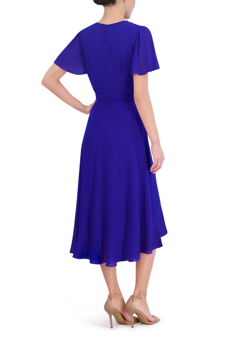 Womens Solid Chiffon A-Line Dress