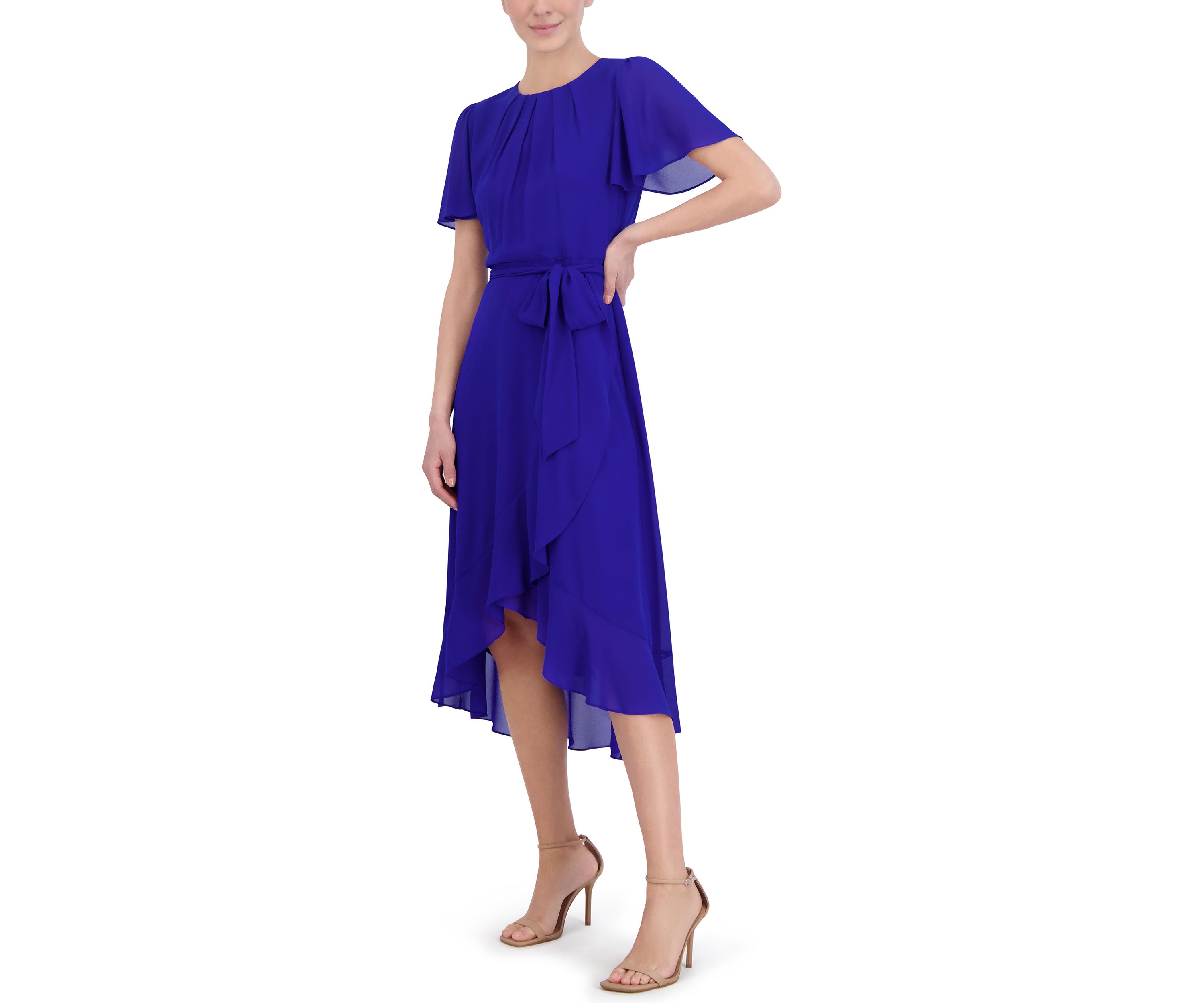 Womens Solid Chiffon A-Line Dress