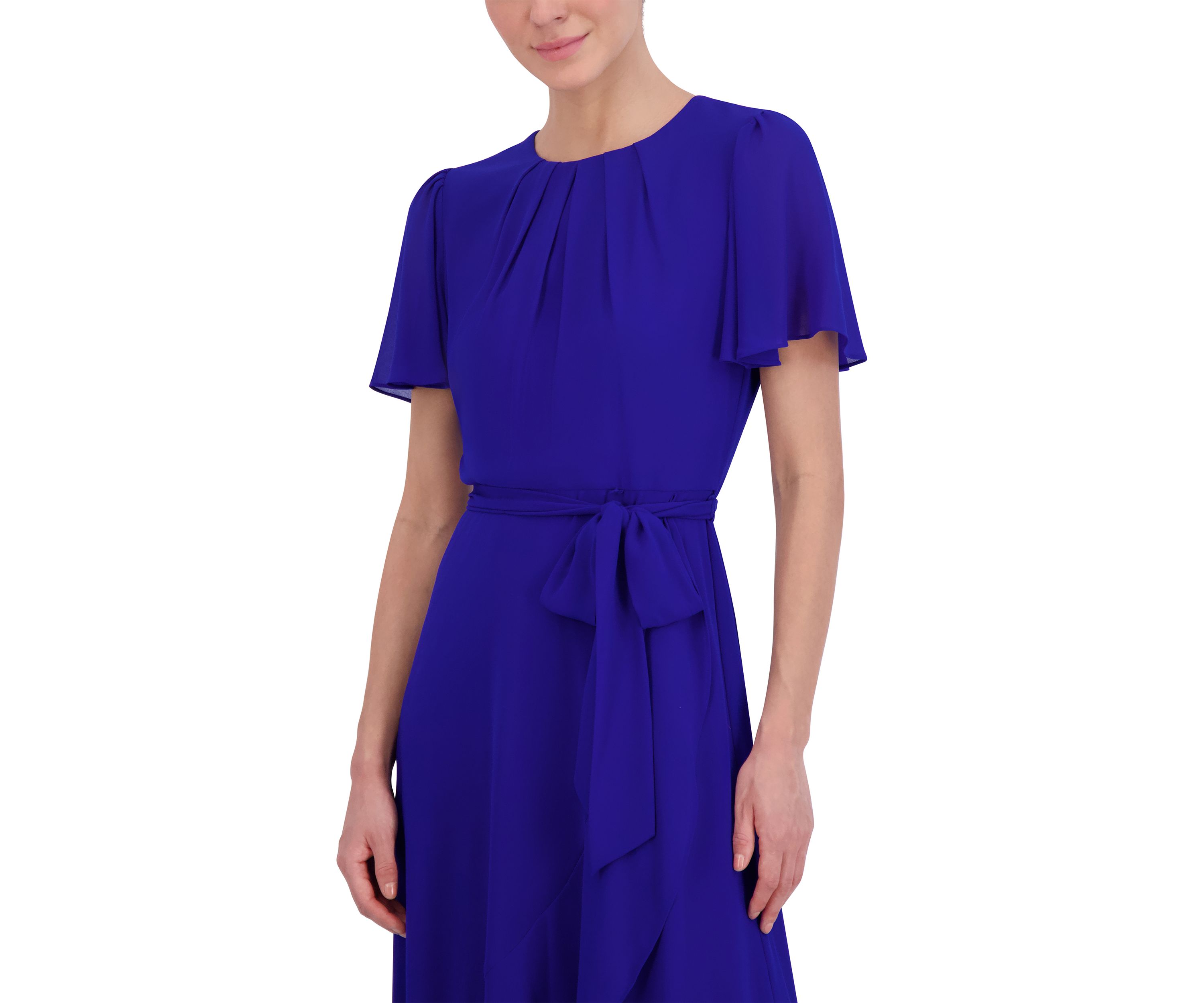 Womens Solid Chiffon A-Line Dress