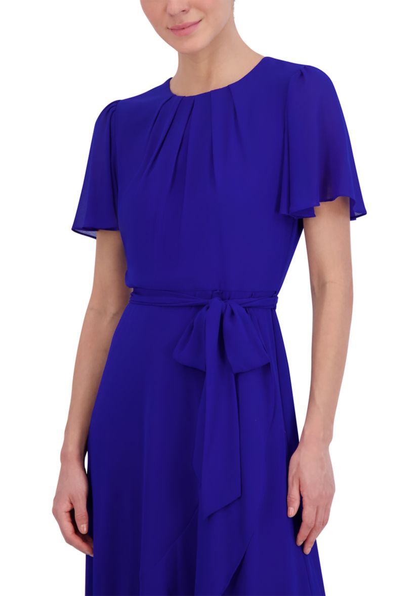 Womens Solid Chiffon A-Line Dress