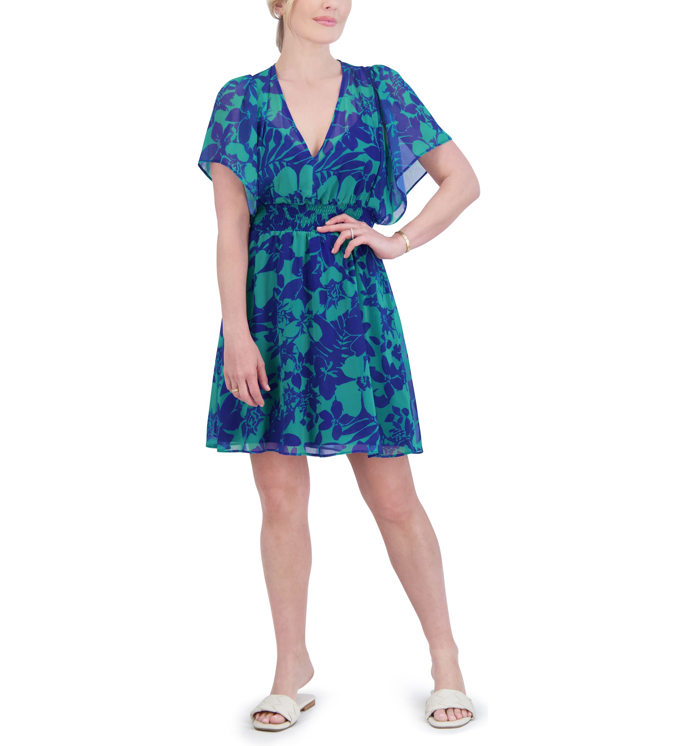 Womens Floral Printed Chiffon Dress