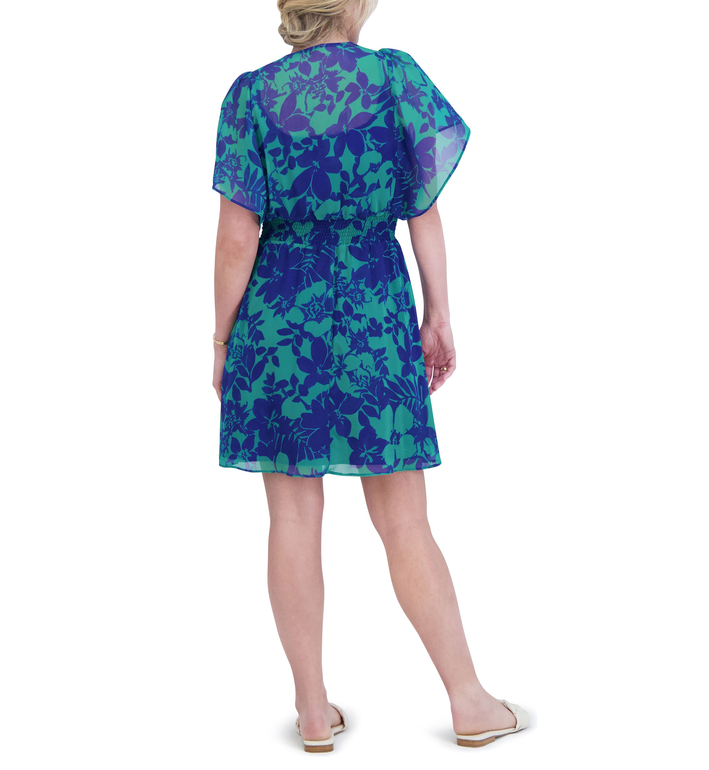 Womens Floral Printed Chiffon Dress