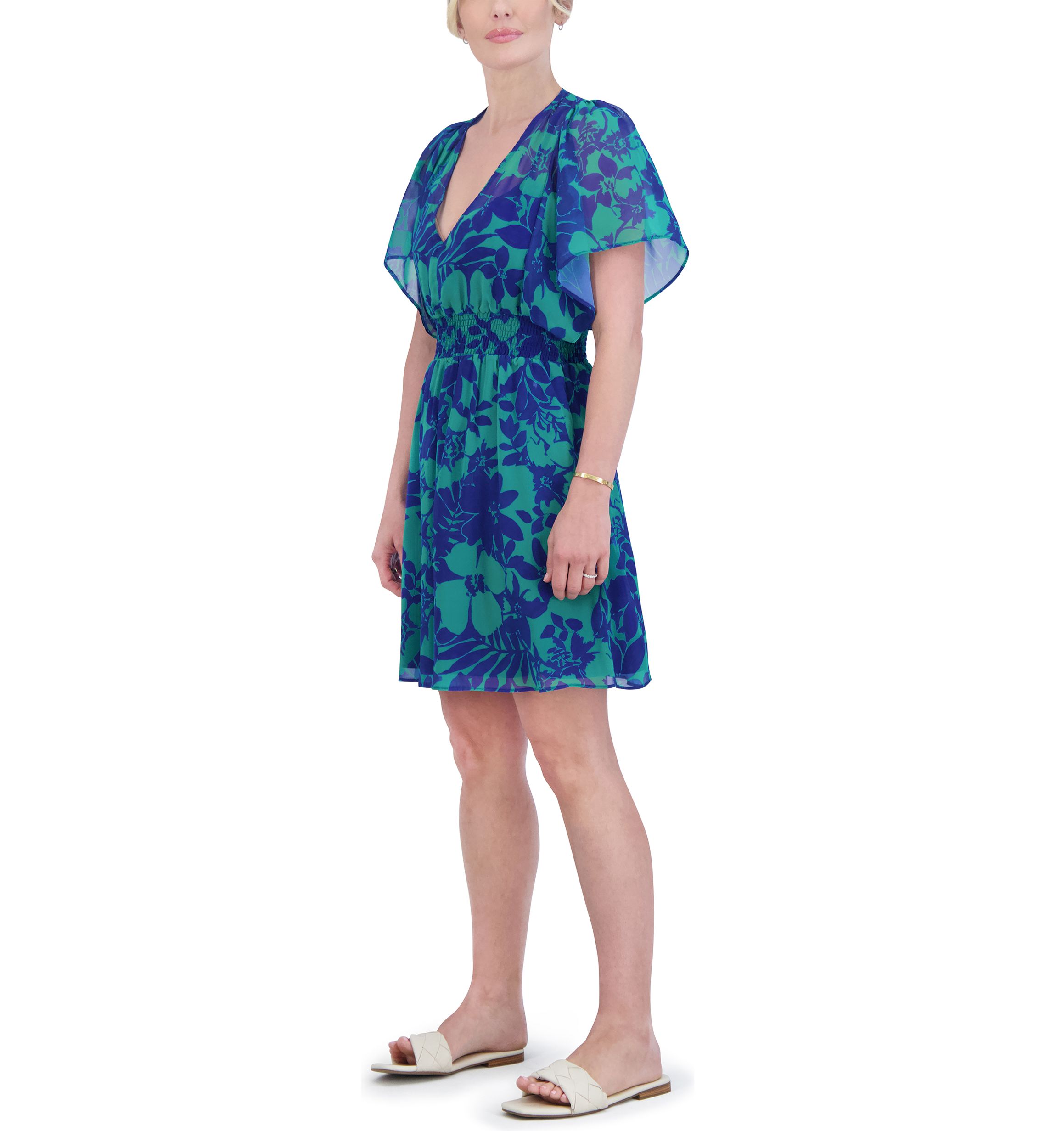 Womens Floral Printed Chiffon Dress
