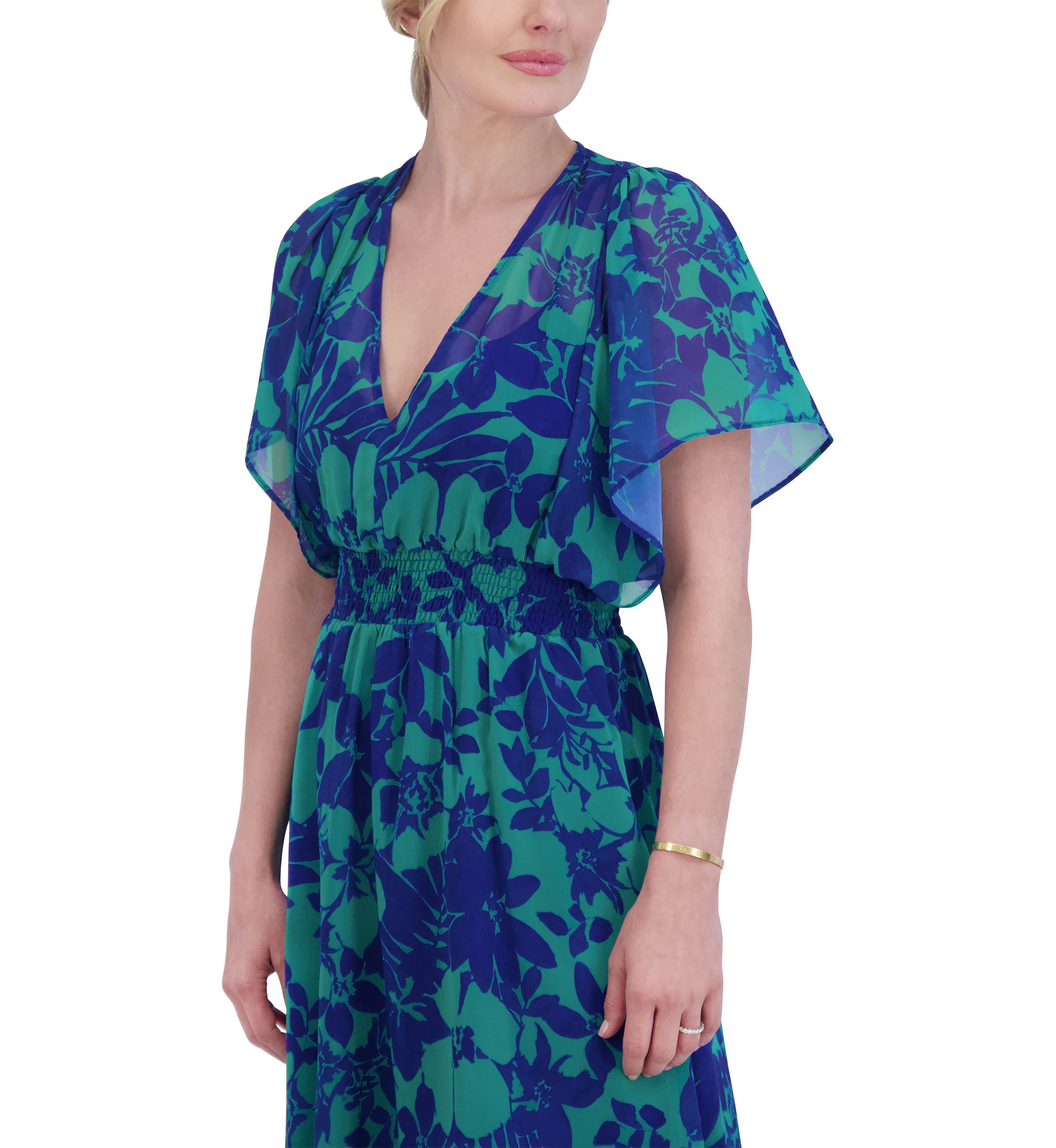 Womens Floral Printed Chiffon Dress