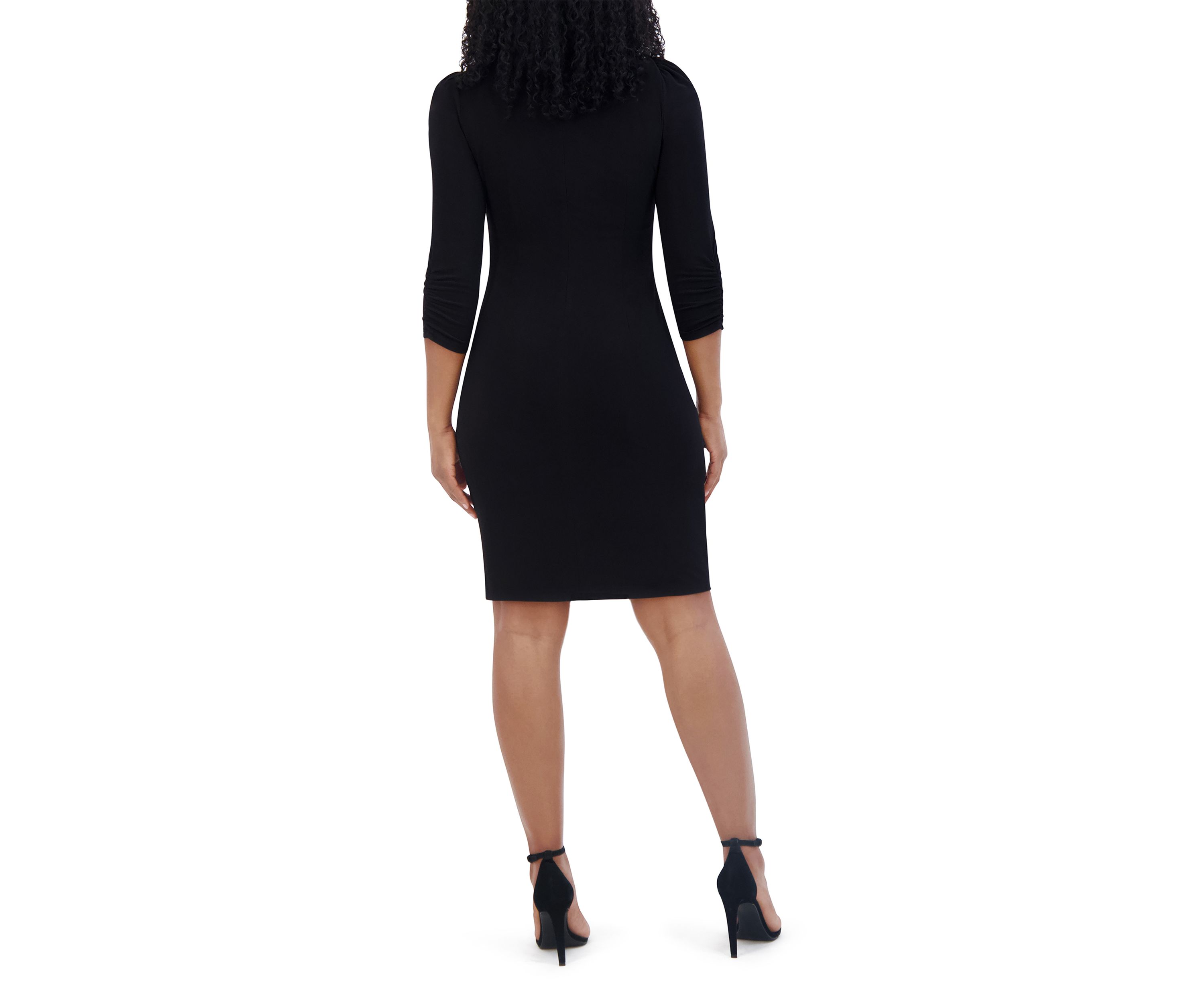 Womens Long Sleeve Boat Neck Solid Ity Sheath Dress