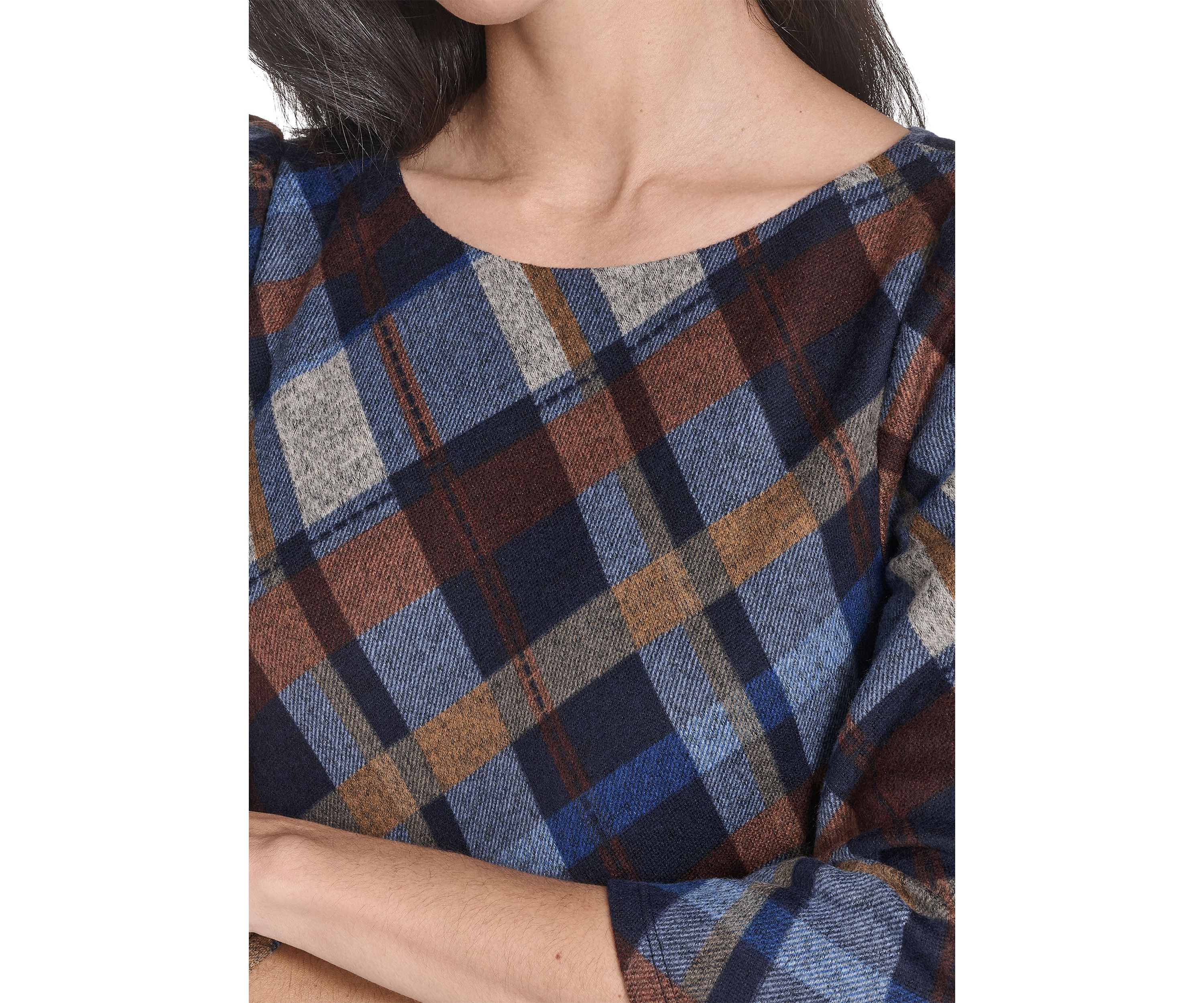 Womens Plaid Print A-Line Dress 