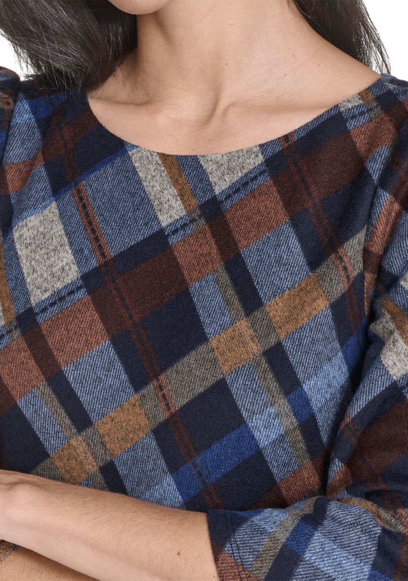 Womens Plaid Print A-Line Dress 