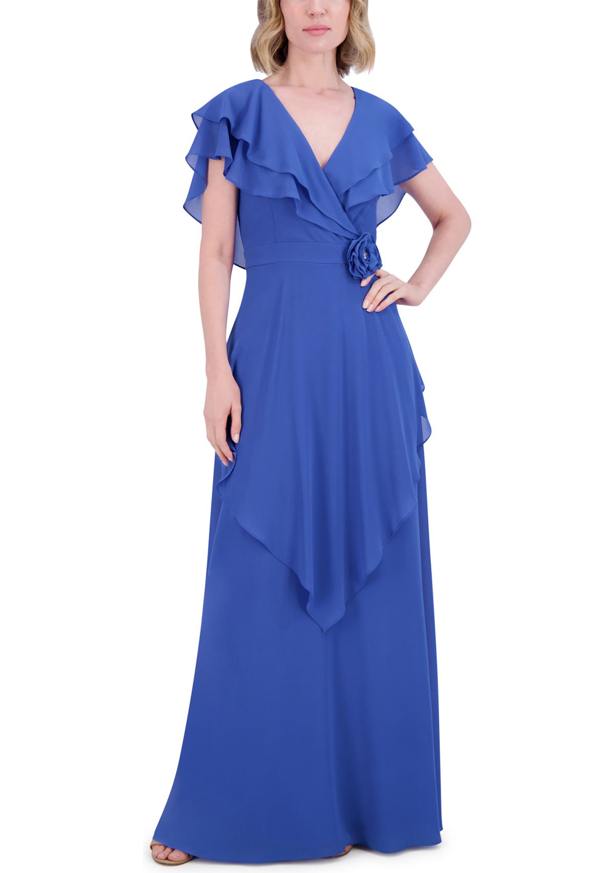 Womens Tiered Ruffle Gown