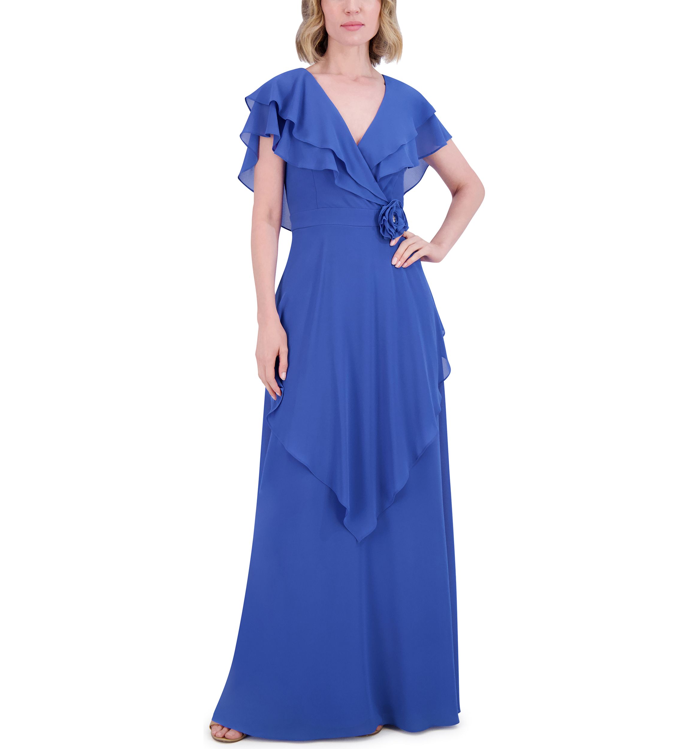 Womens Tiered Ruffle Gown