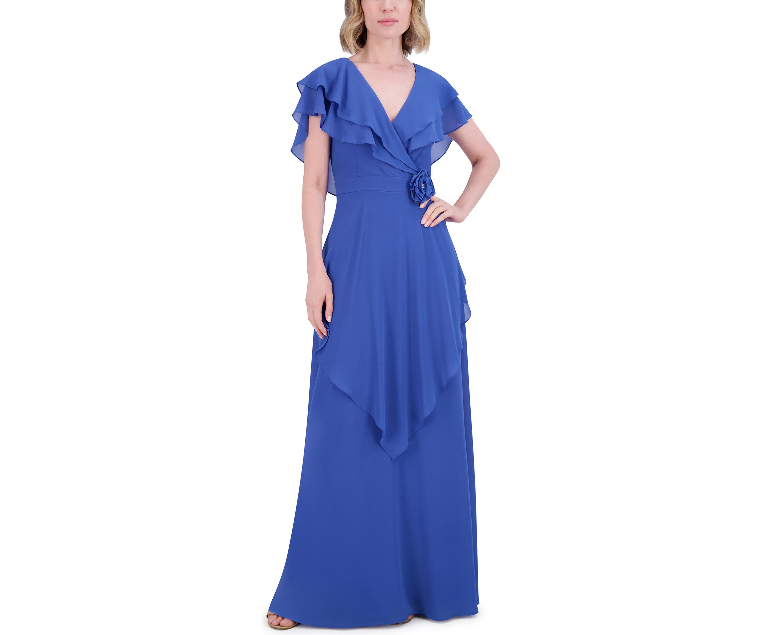 Womens Tiered Ruffle Gown