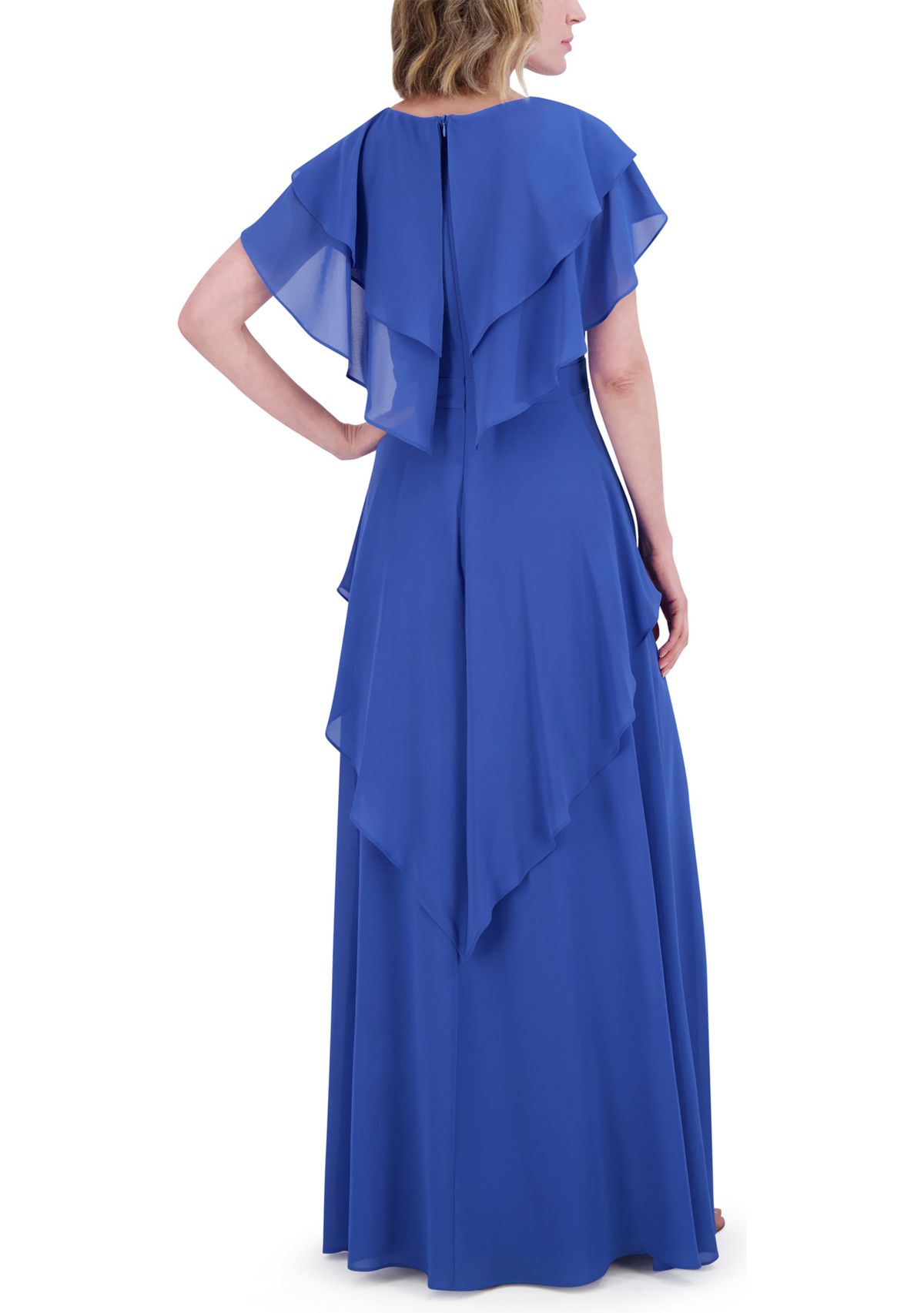 Womens Tiered Ruffle Gown