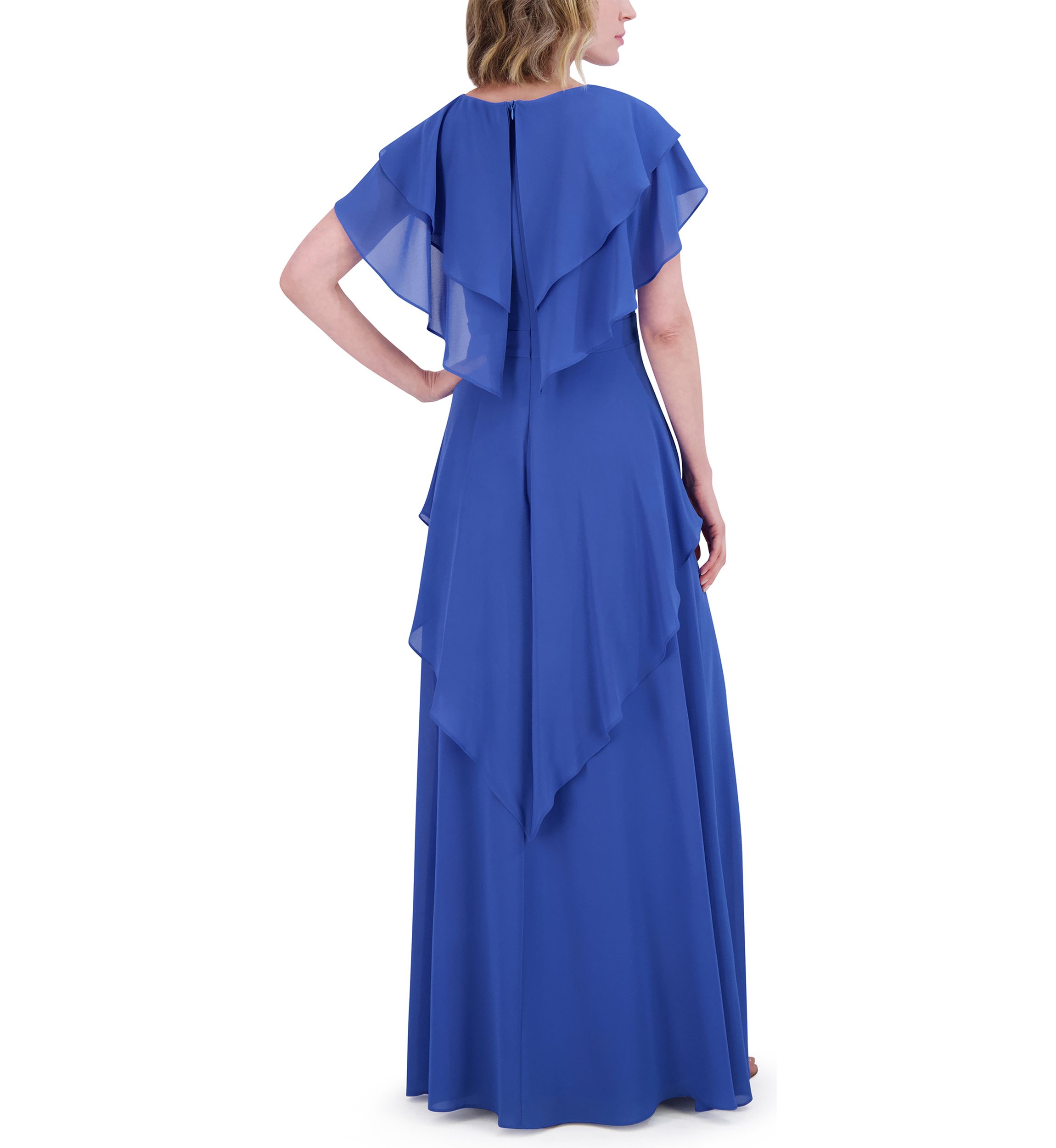 Womens Tiered Ruffle Gown