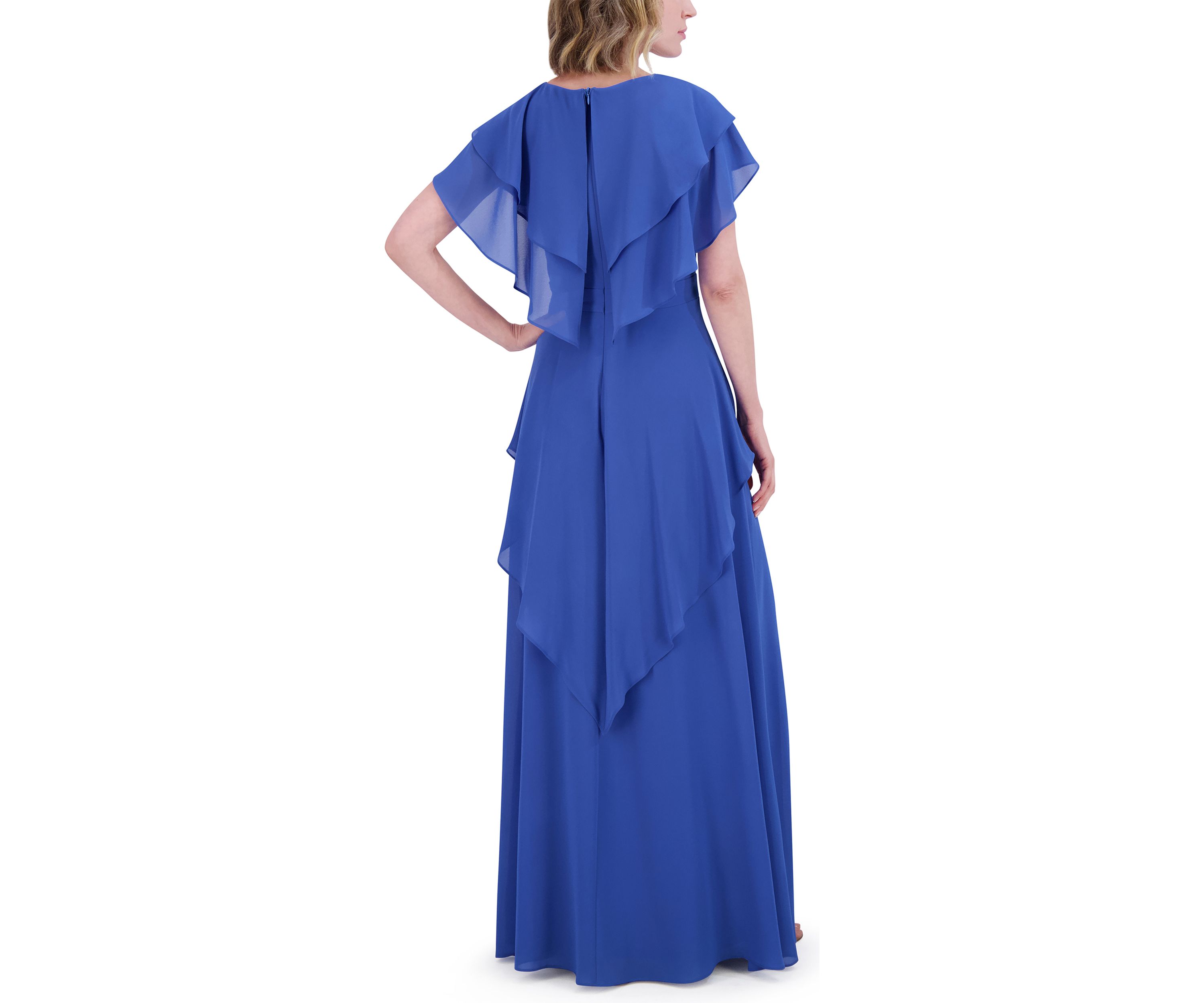 Womens Tiered Ruffle Gown