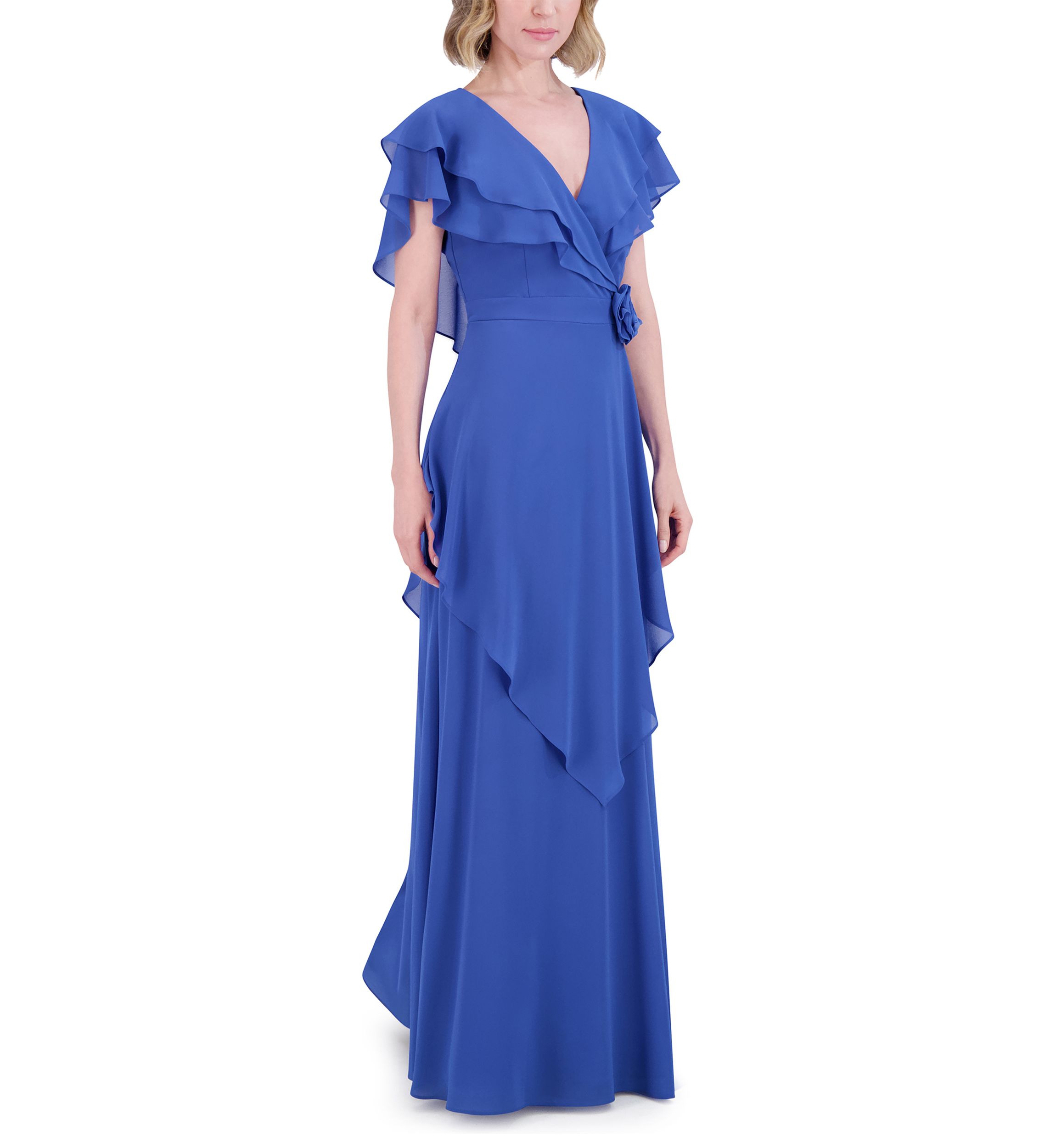Womens Tiered Ruffle Gown