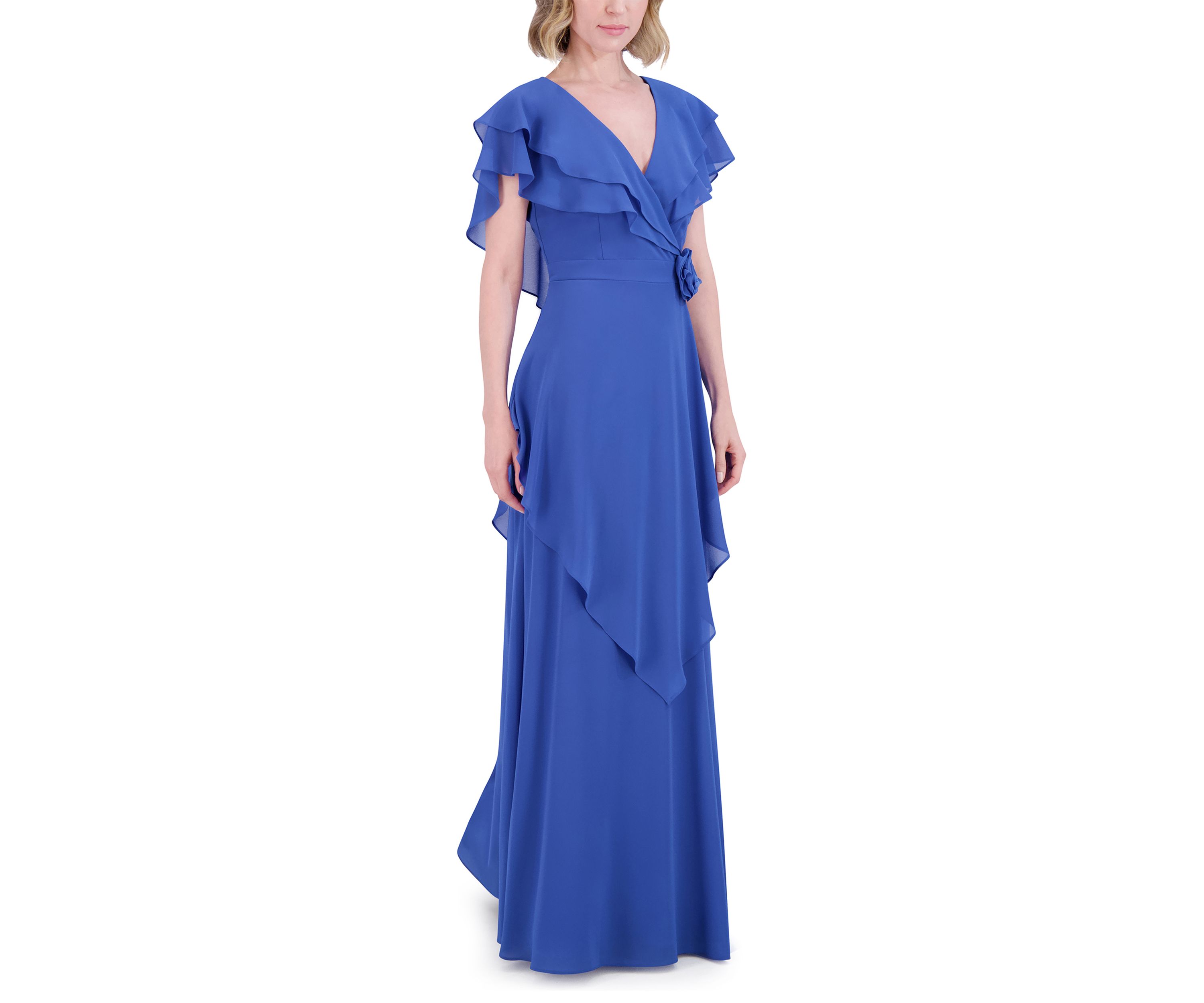Womens Tiered Ruffle Gown