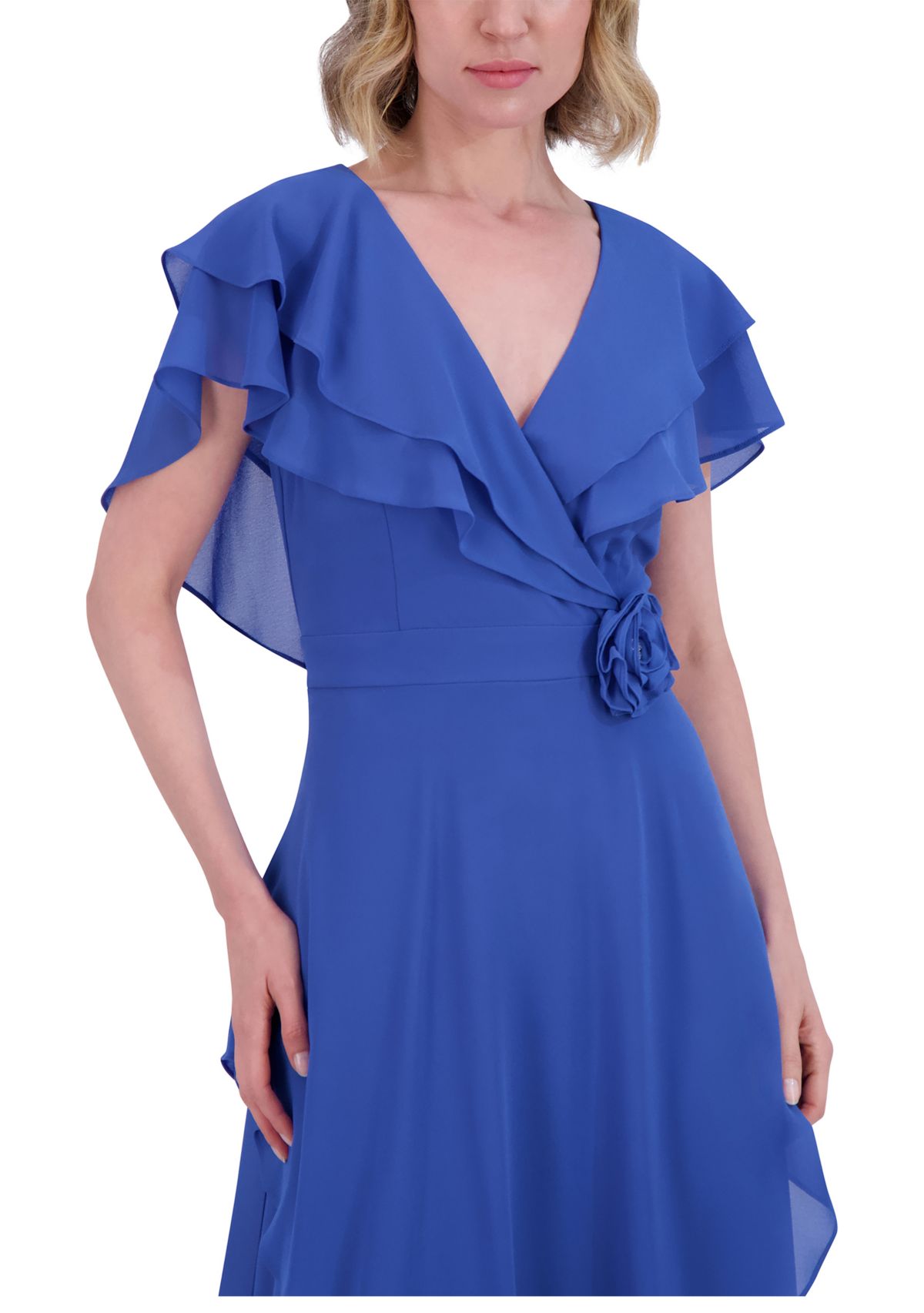 Womens Tiered Ruffle Gown