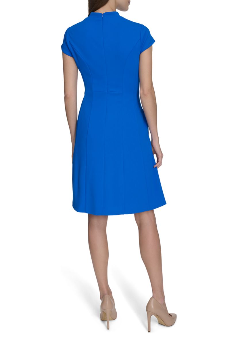 Womens Short Sleeve Solid A-Line Dress
