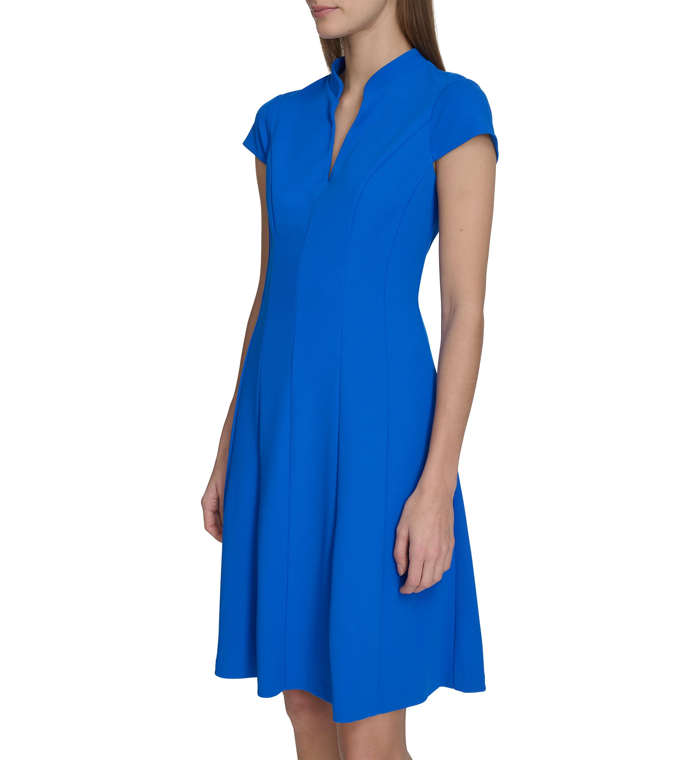 Womens Short Sleeve Solid A-Line Dress