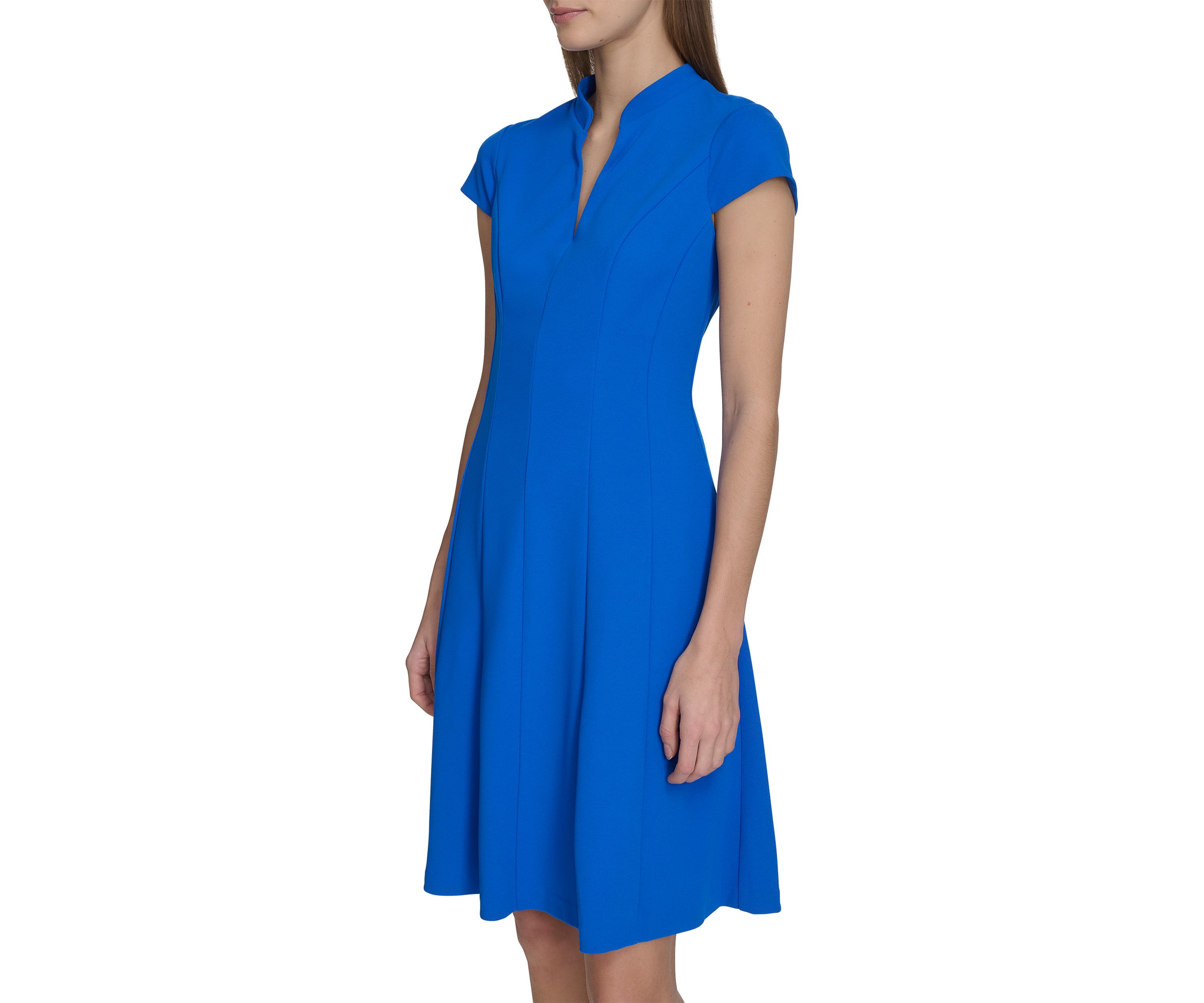 Womens Short Sleeve Solid A-Line Dress