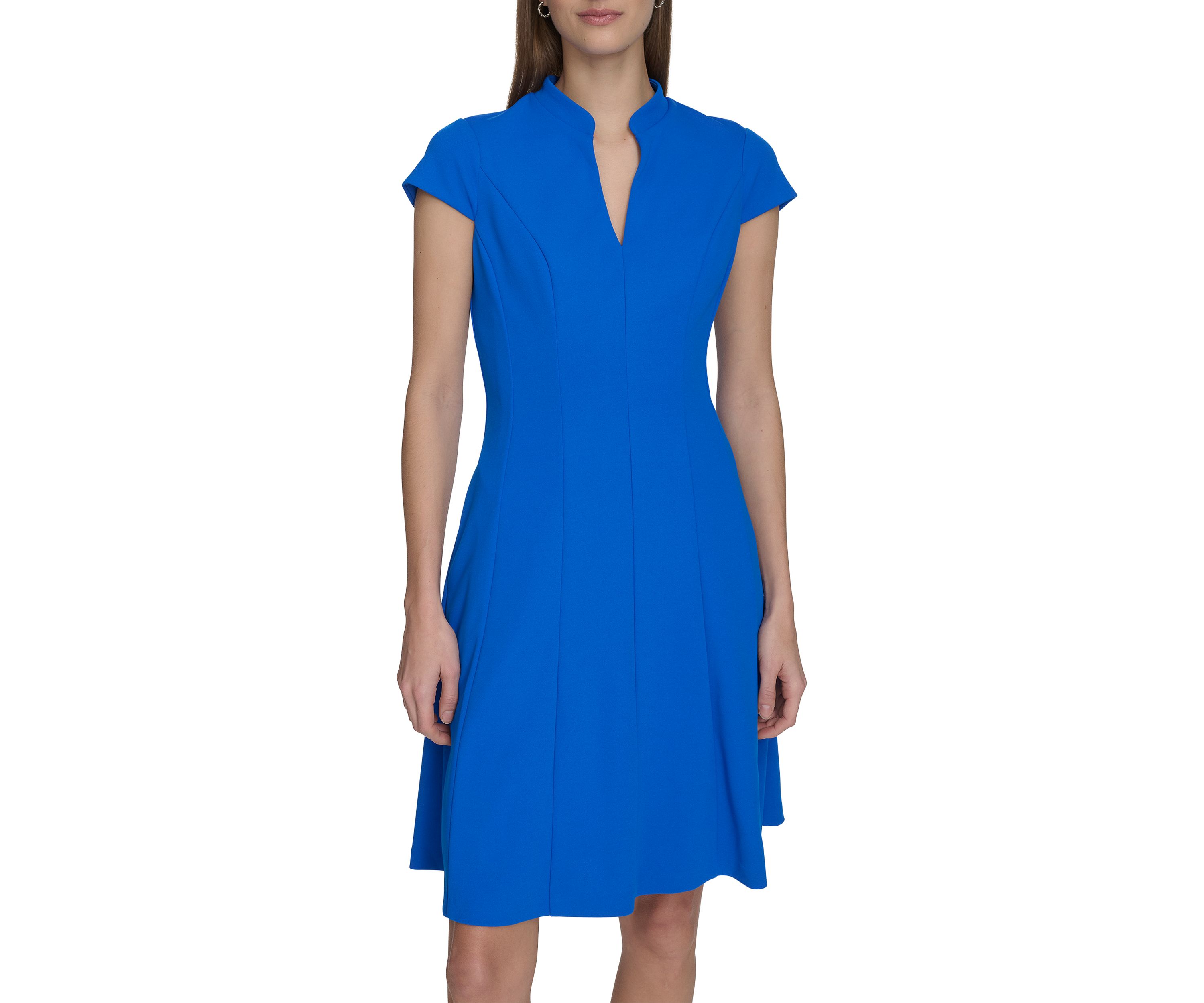 Womens Short Sleeve Solid A-Line Dress