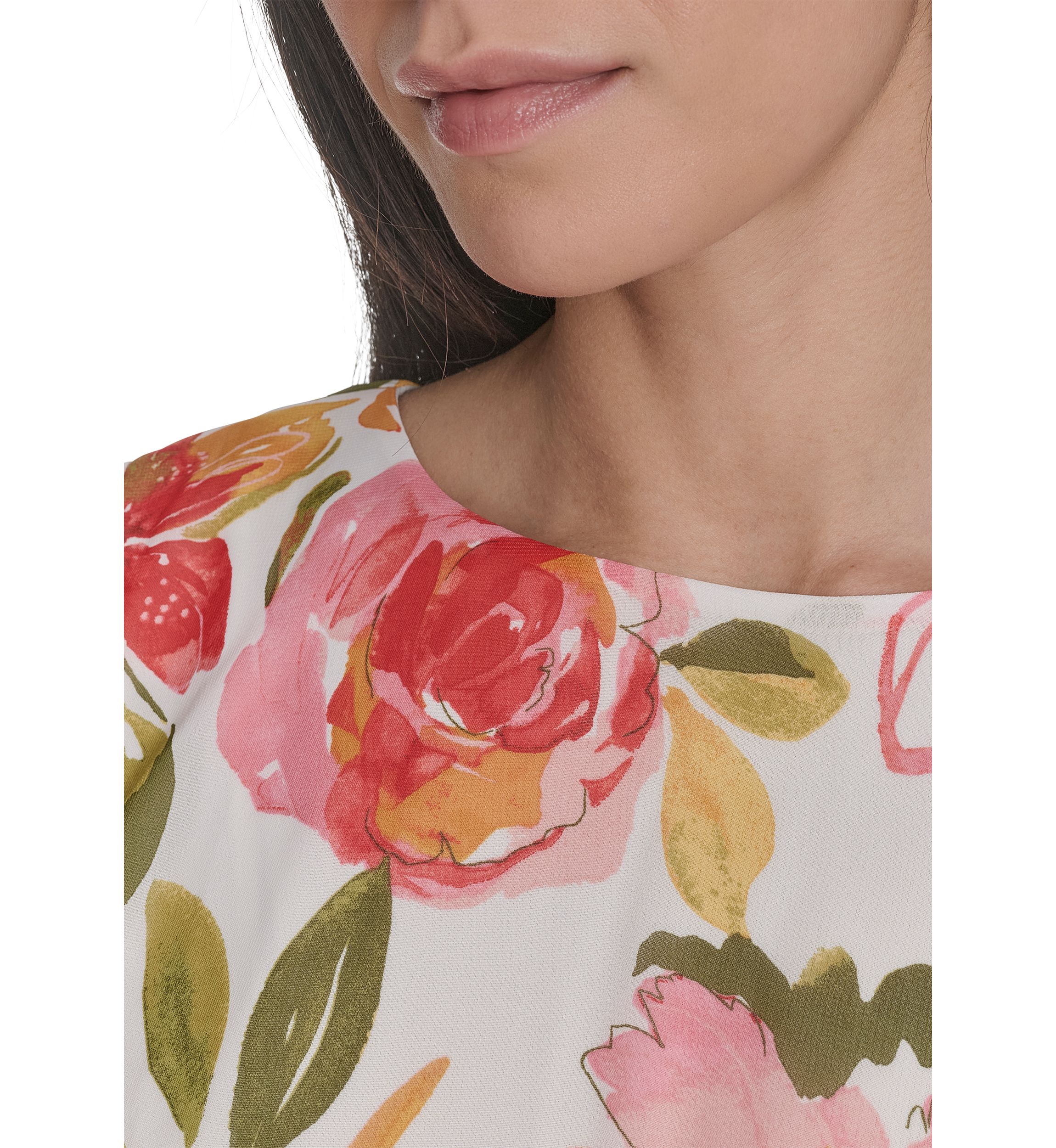 Womens Boat Neck Floral Printed Tiered Dress