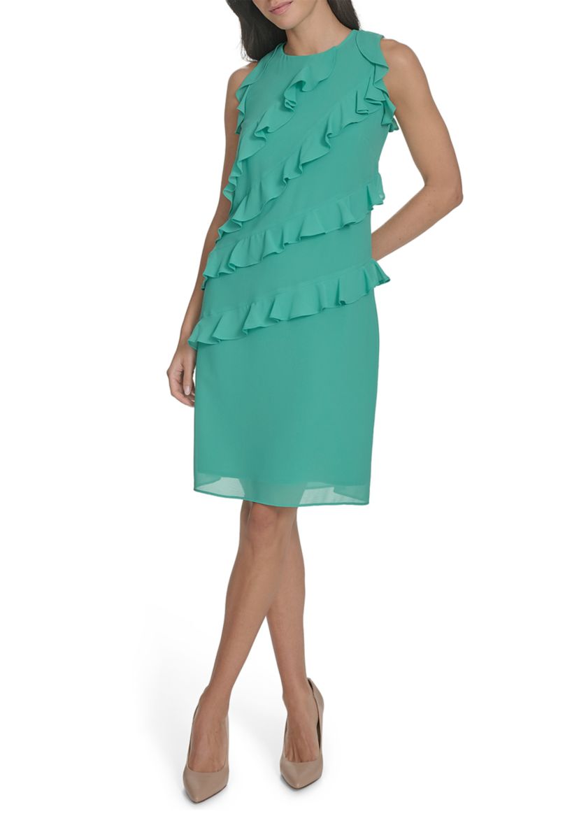 Womens Ruffle A-Line Dress