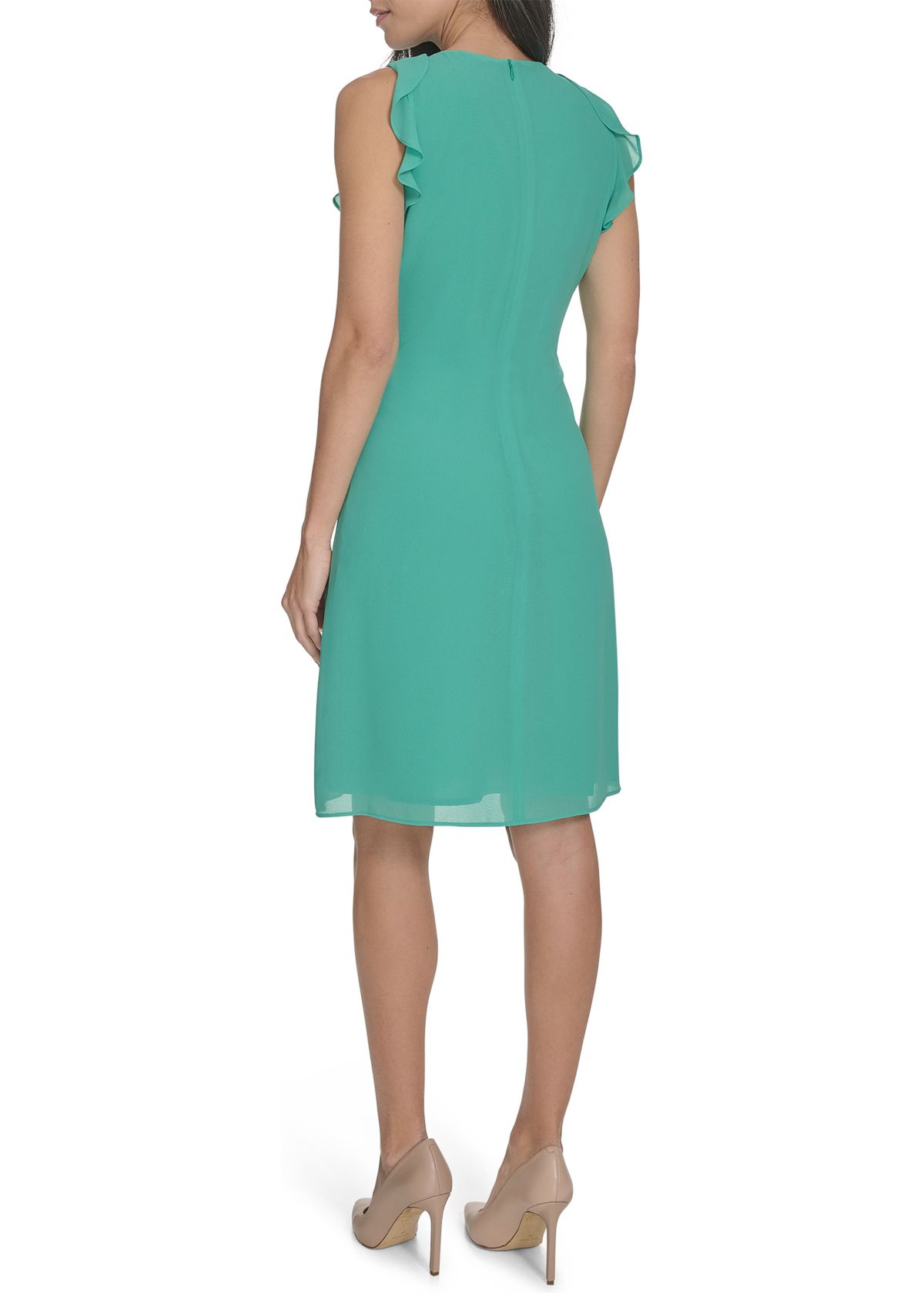 Womens Ruffle A-Line Dress