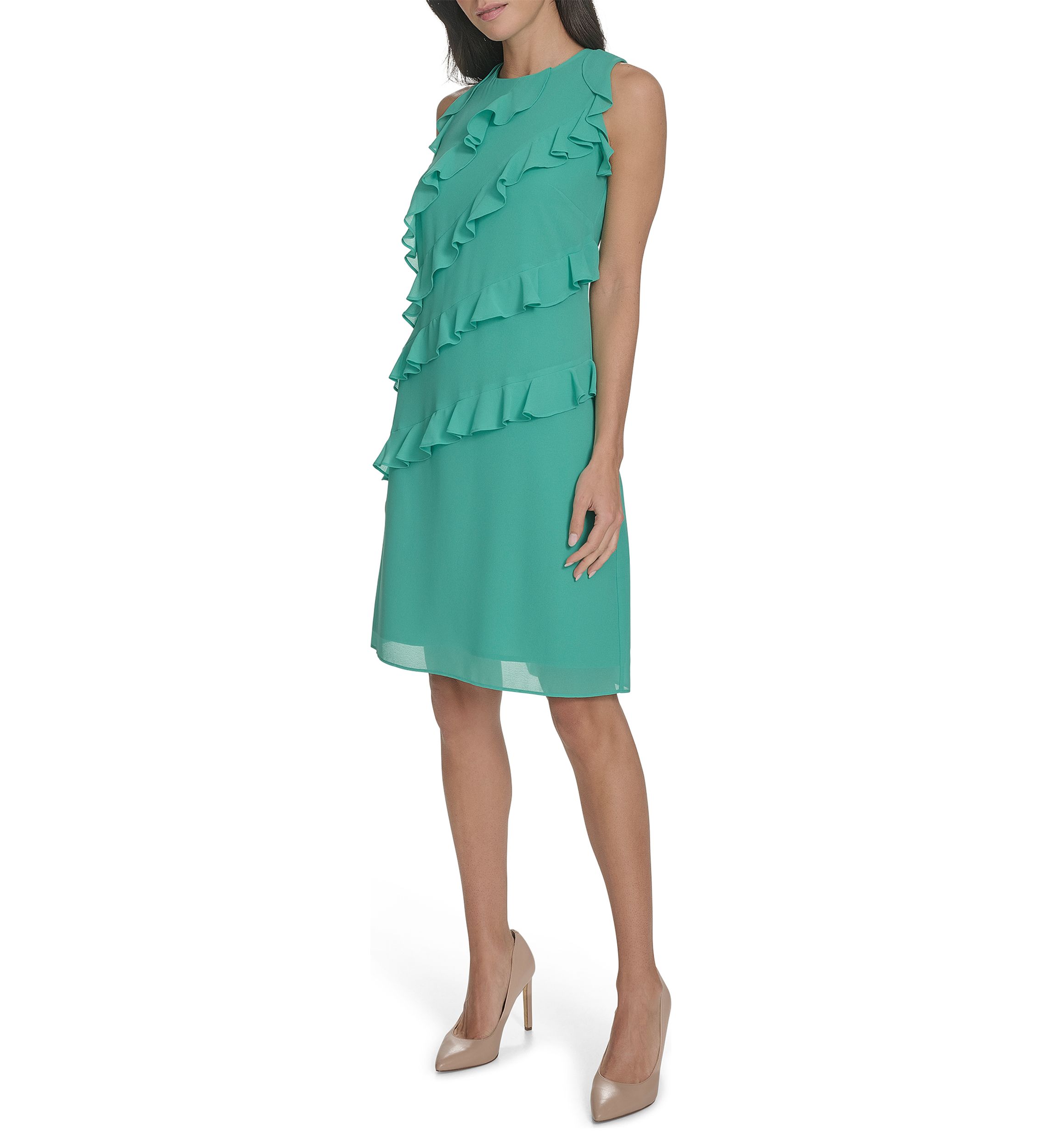 Womens Ruffle A-Line Dress
